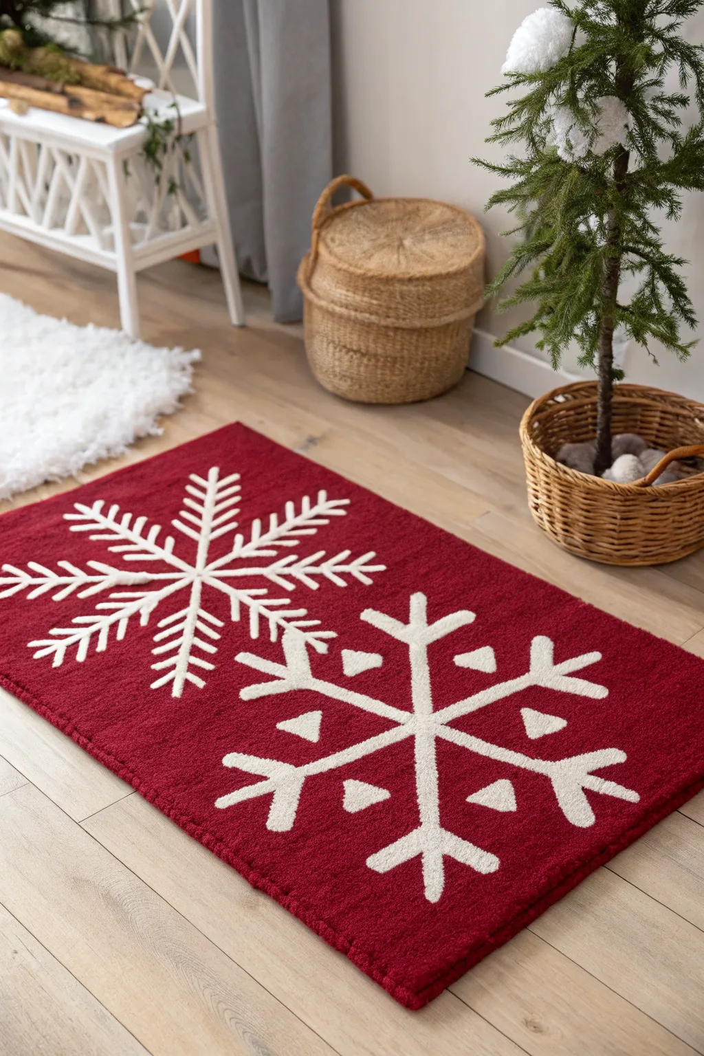Add a touch of holiday magic with this stunning snowflake rug, perfect for your festive decor!