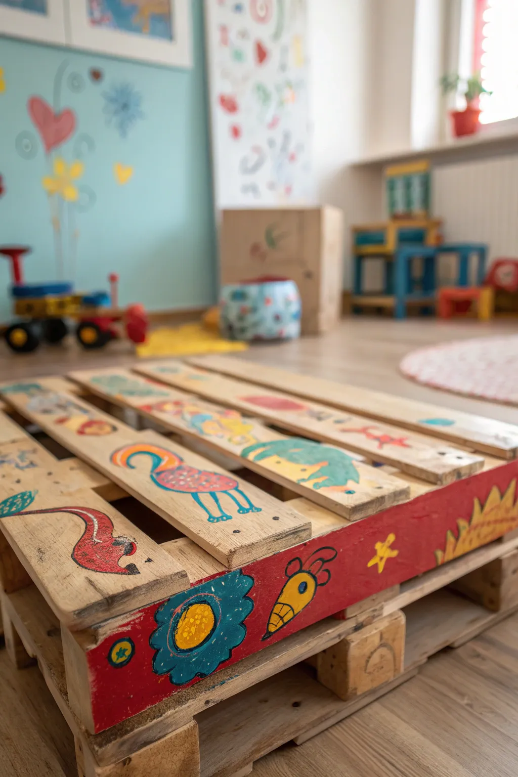 Whimsical Pallet Art: Transforming Kids' Rooms with Craftsmanship and Colorful Creativity
