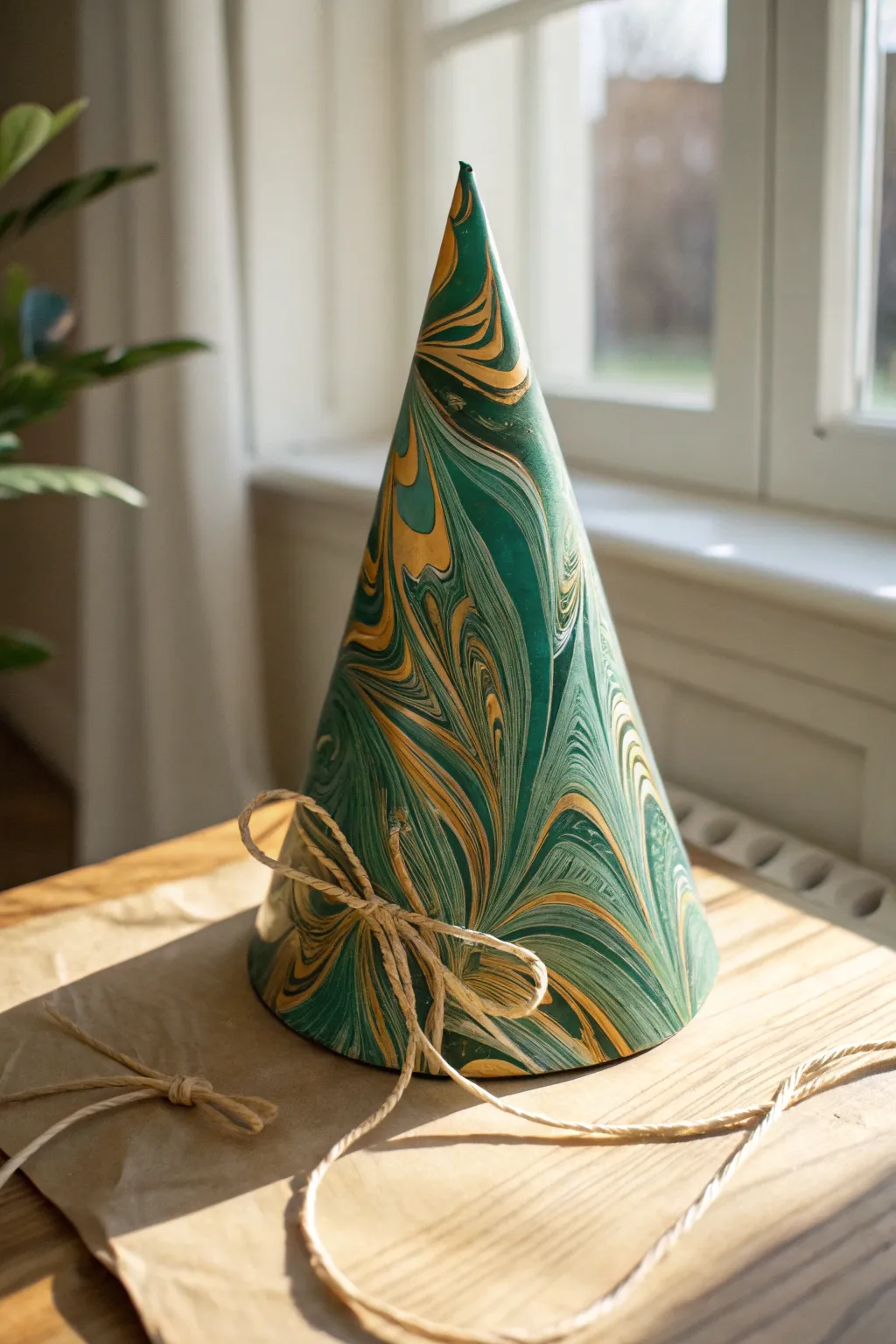 Celebrate Saint Patrick's Day in style with these handcrafted marbled party hats – where simplicity meets creativity.