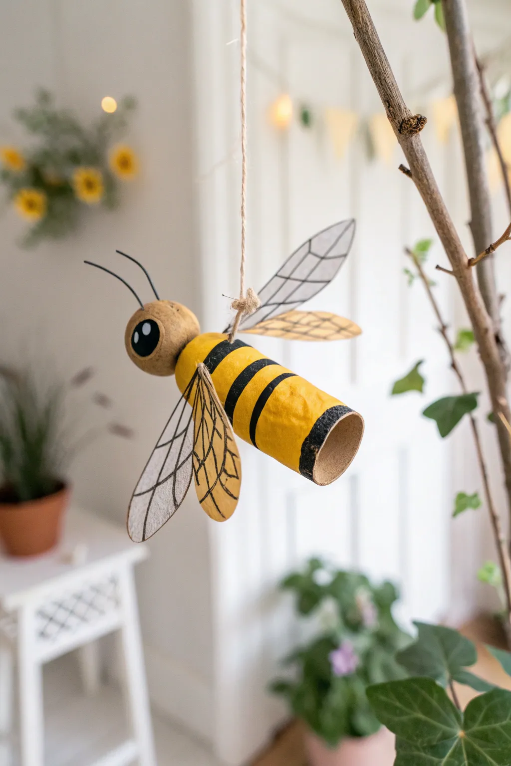 Watch this charming cardboard bee take flight in a world of imagination and creativity!