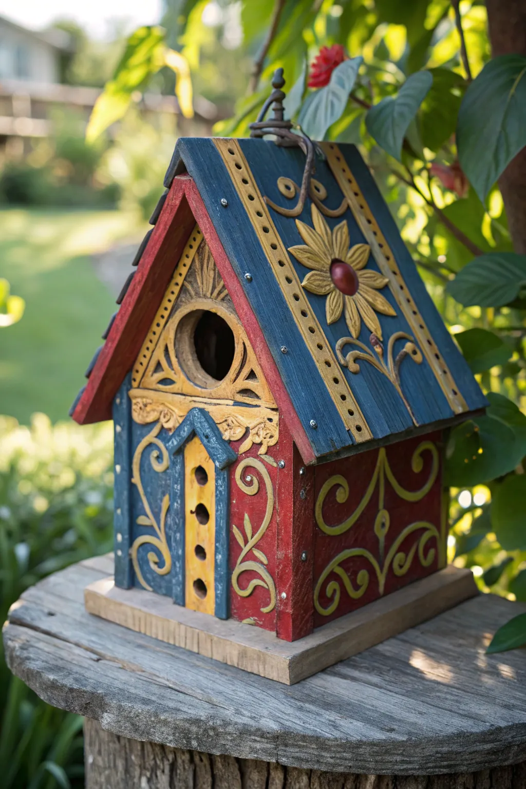 Invite nature's symphony to your yard with this charming, handcrafted birdhouse.