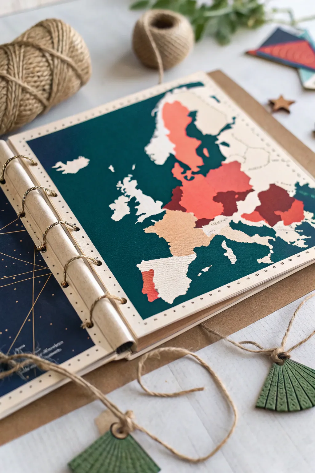 Capture your adventures with a stunning travel map layout that blends minimalist style with a bohemian touch.