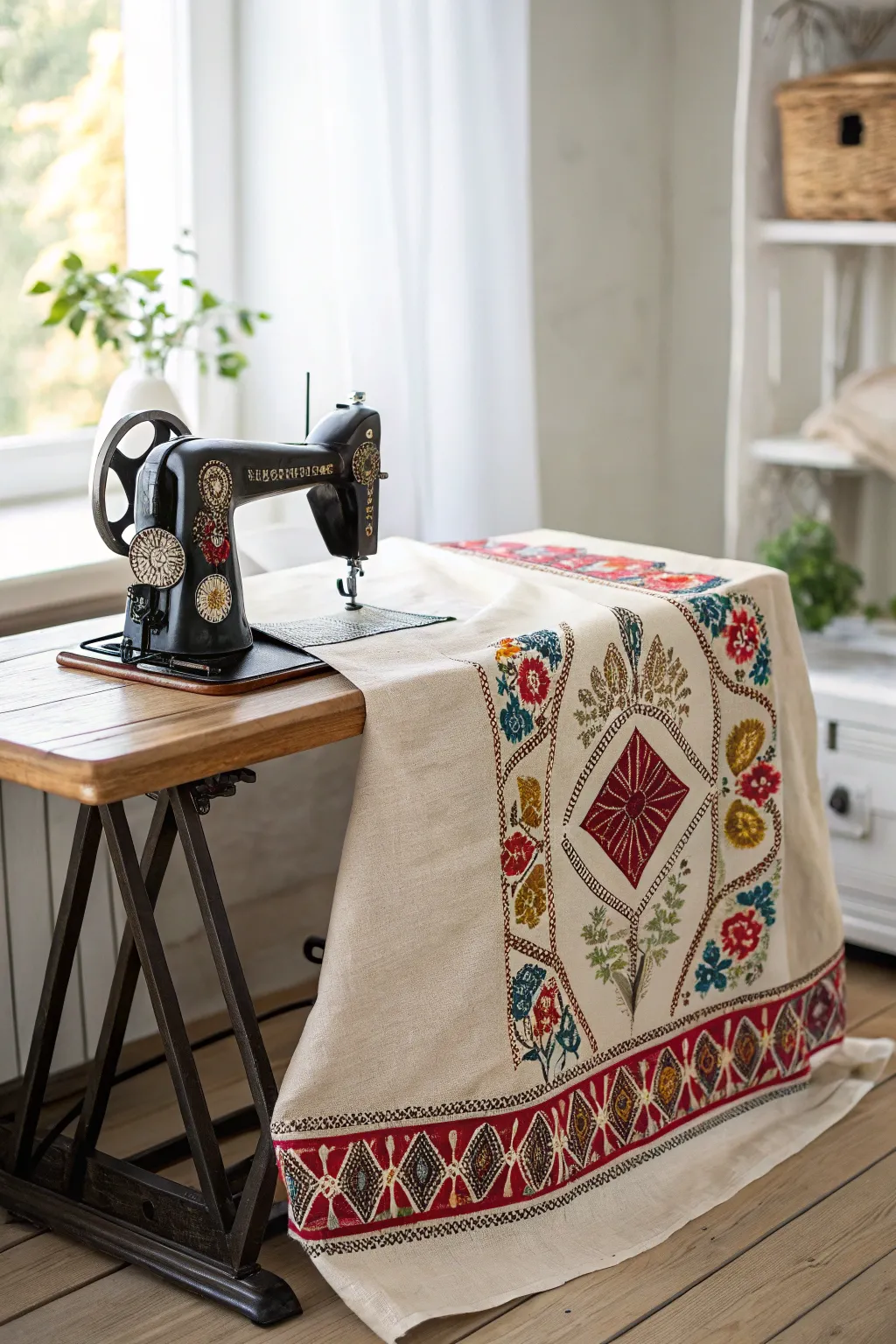Elevate your sewing space with a custom cover that combines elegance and functionality. 🌿✂️ #SewingInStyle #BohoMinimalism