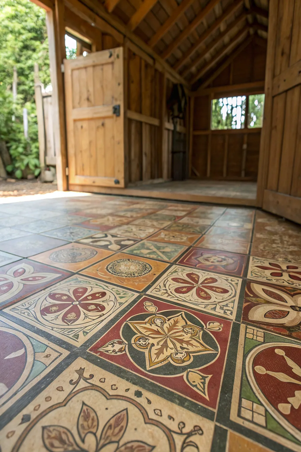 Transform your shed into a vibrant workspace with durable and stylish linoleum flooring.
