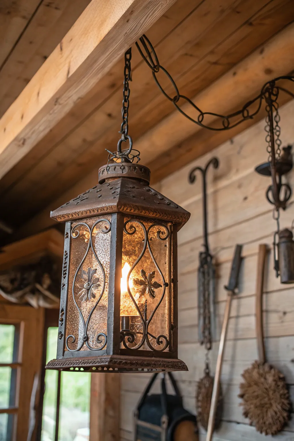 Illuminate your shed with the timeless charm of vintage lighting.