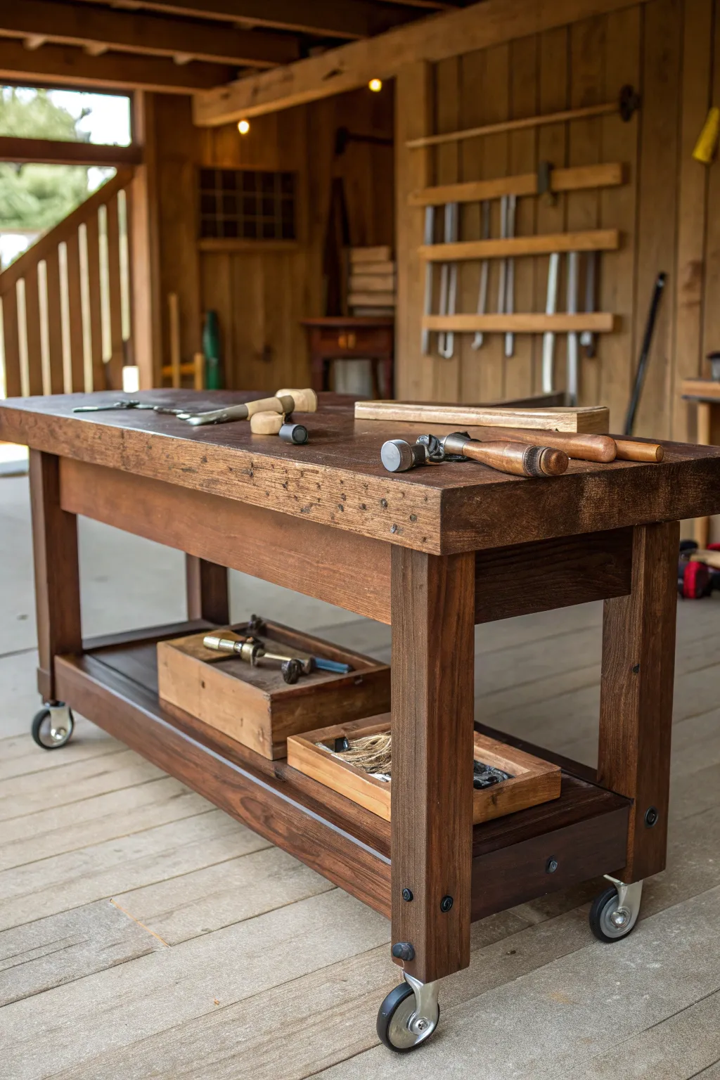 Mobilize Your Craft: The Perfect Blend of Function and Style with a Rolling Workbench.