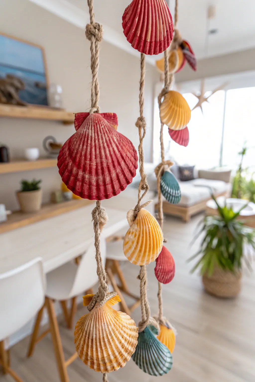 Add a touch of the sea to your dining space with a whimsical seashell garland.