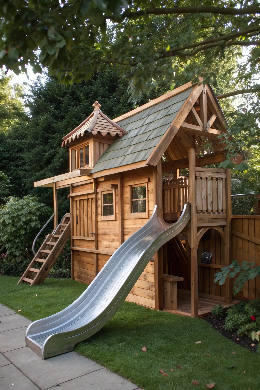 Elevate playtime with a roof that slides into fun—where craftsmanship meets creativity.