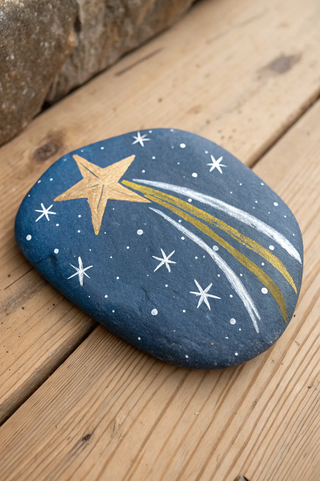 Capture the magic of the night with this minimalist starry sky slate painting.