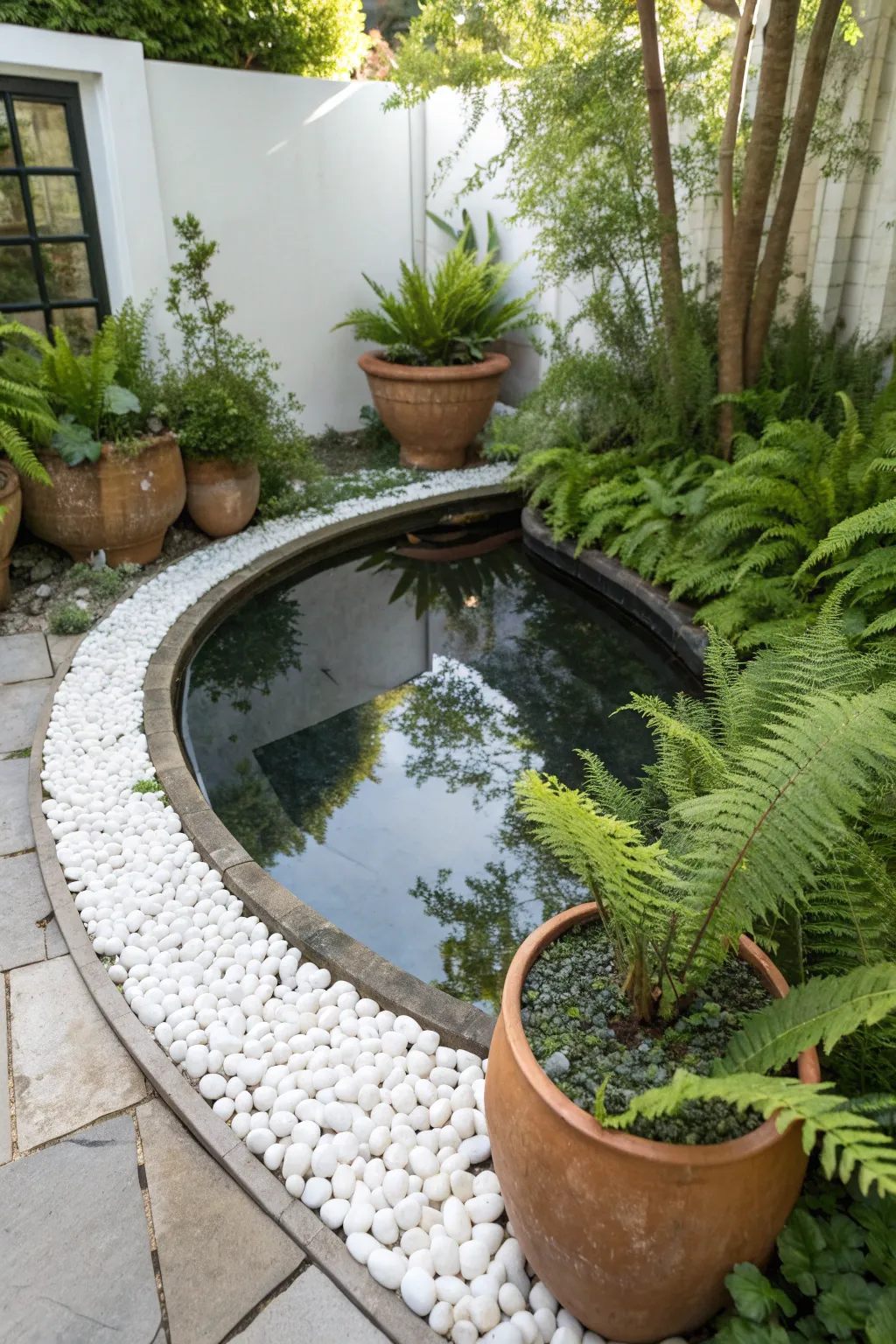 Create depth and drama in your garden with a stunning reflecting pool, where simplicity meets elegance.