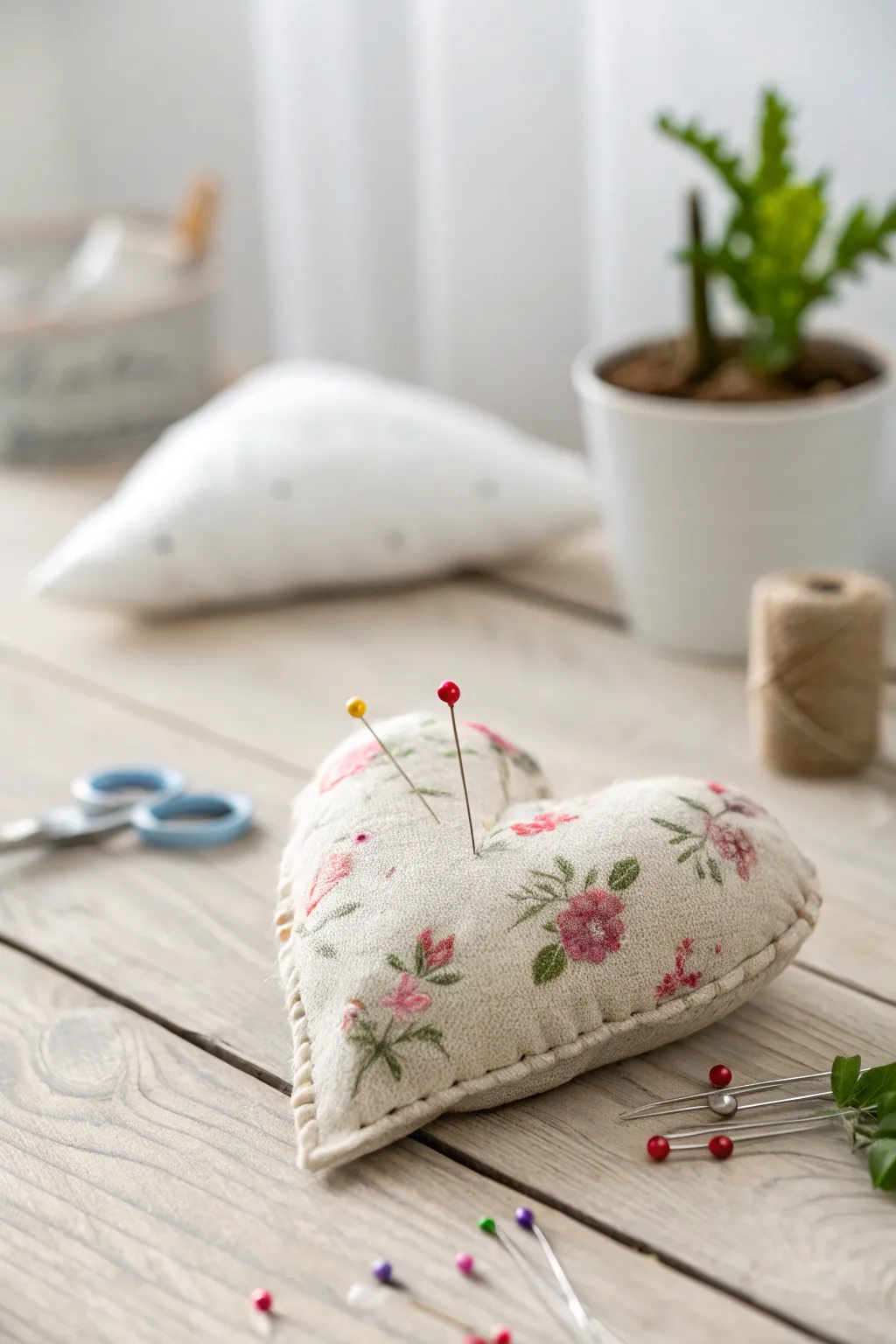 Crafted with love: A charming pincushion that brightens up every quilting corner.