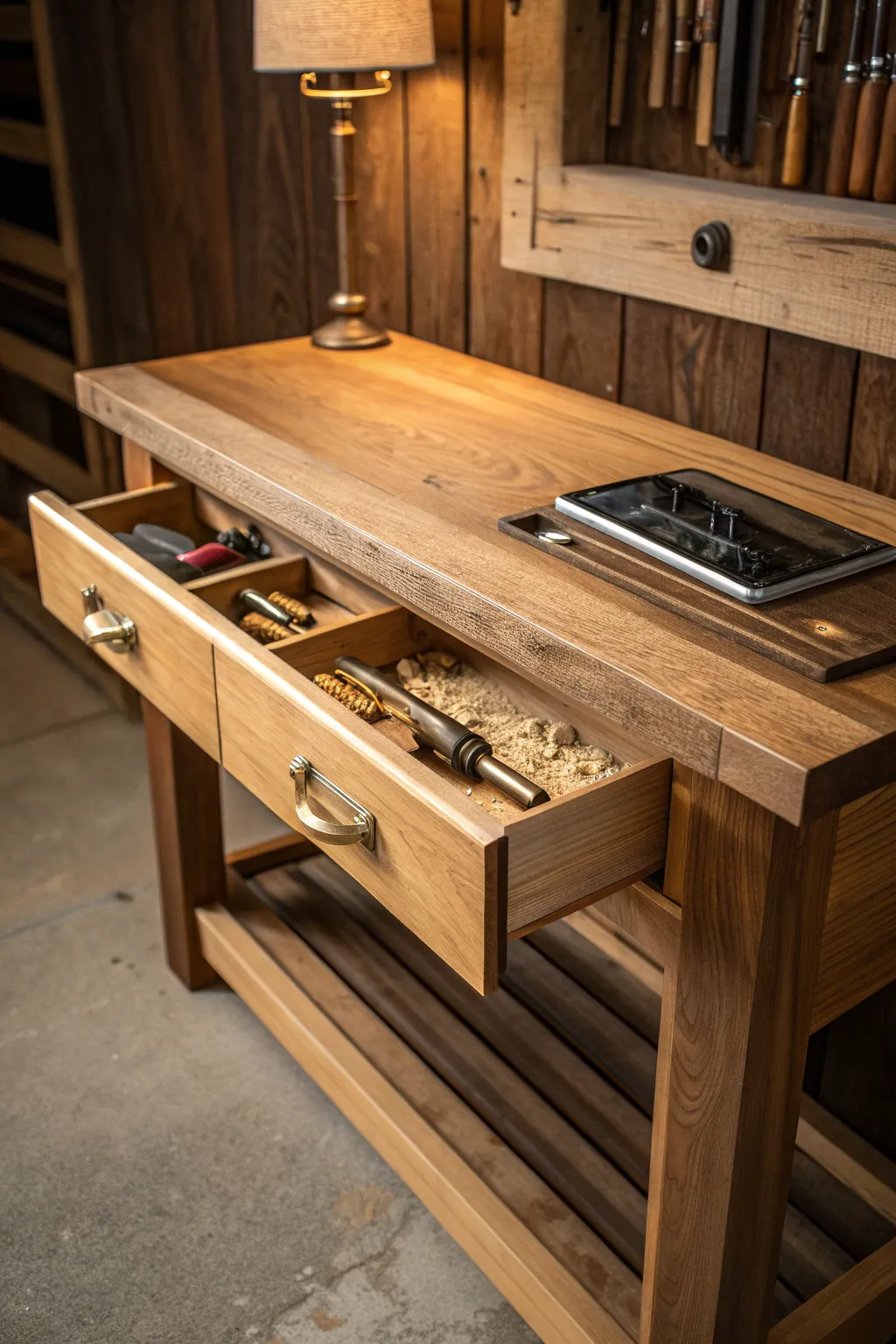 Discover the art of concealment with hidden storage compartments in your woodworking shop.