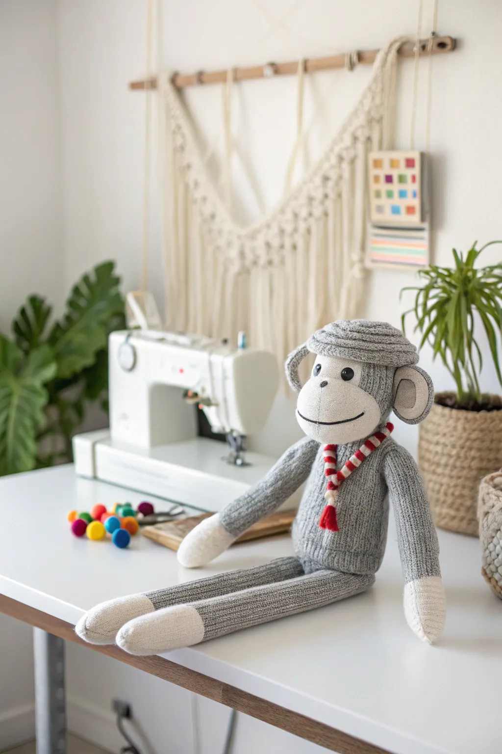 Add a touch of whimsy and functionality to your sewing space with this delightful sock monkey pin cushion!