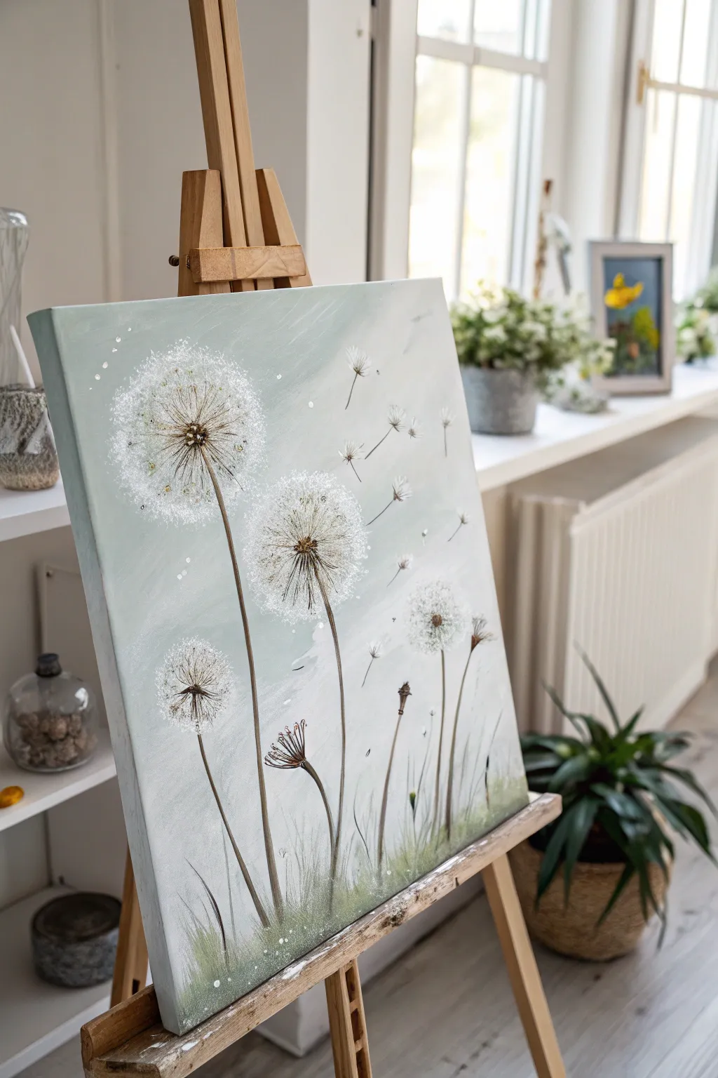 Capture the beauty of fleeting moments with this elegant dandelion canvas, perfect for bringing a touch of spring into your home.