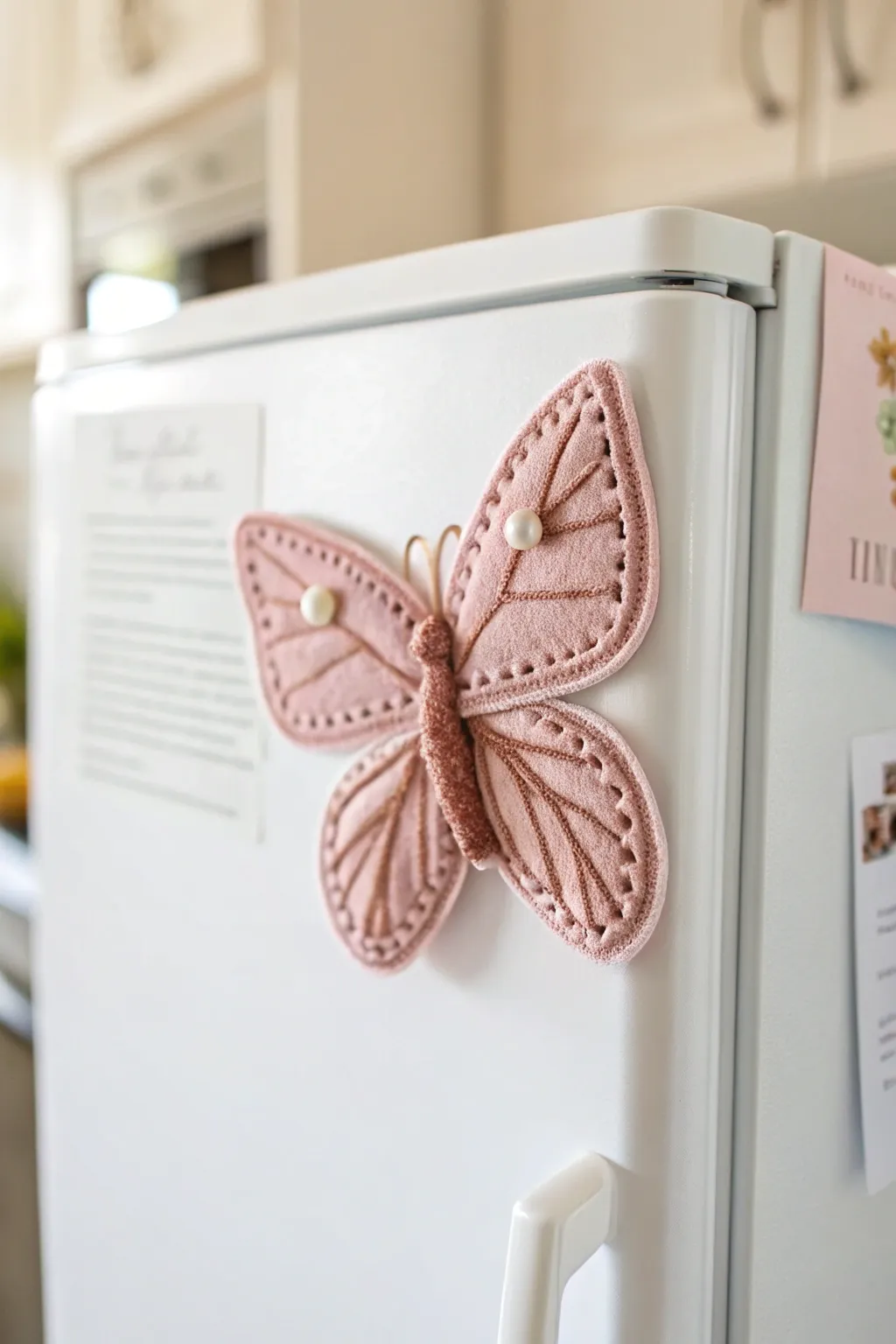 Add a whimsical touch to your kitchen with these handcrafted insect-inspired magnets, where simplicity meets charm.
