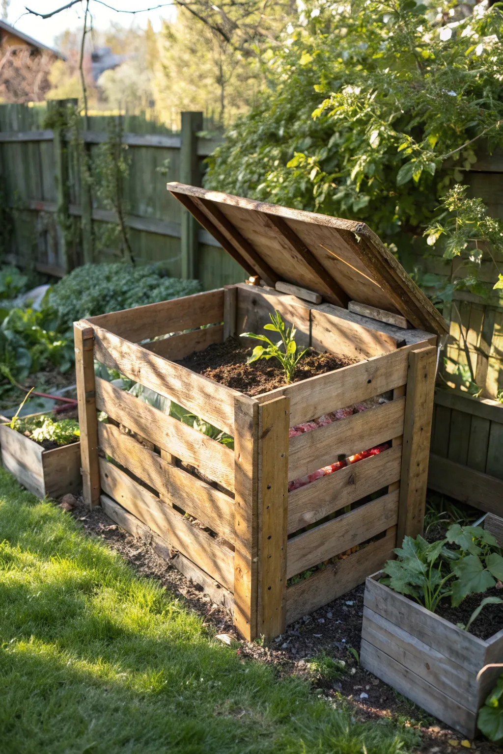 Transform your garden with a handcrafted pallet compost bin – where sustainability meets style.
