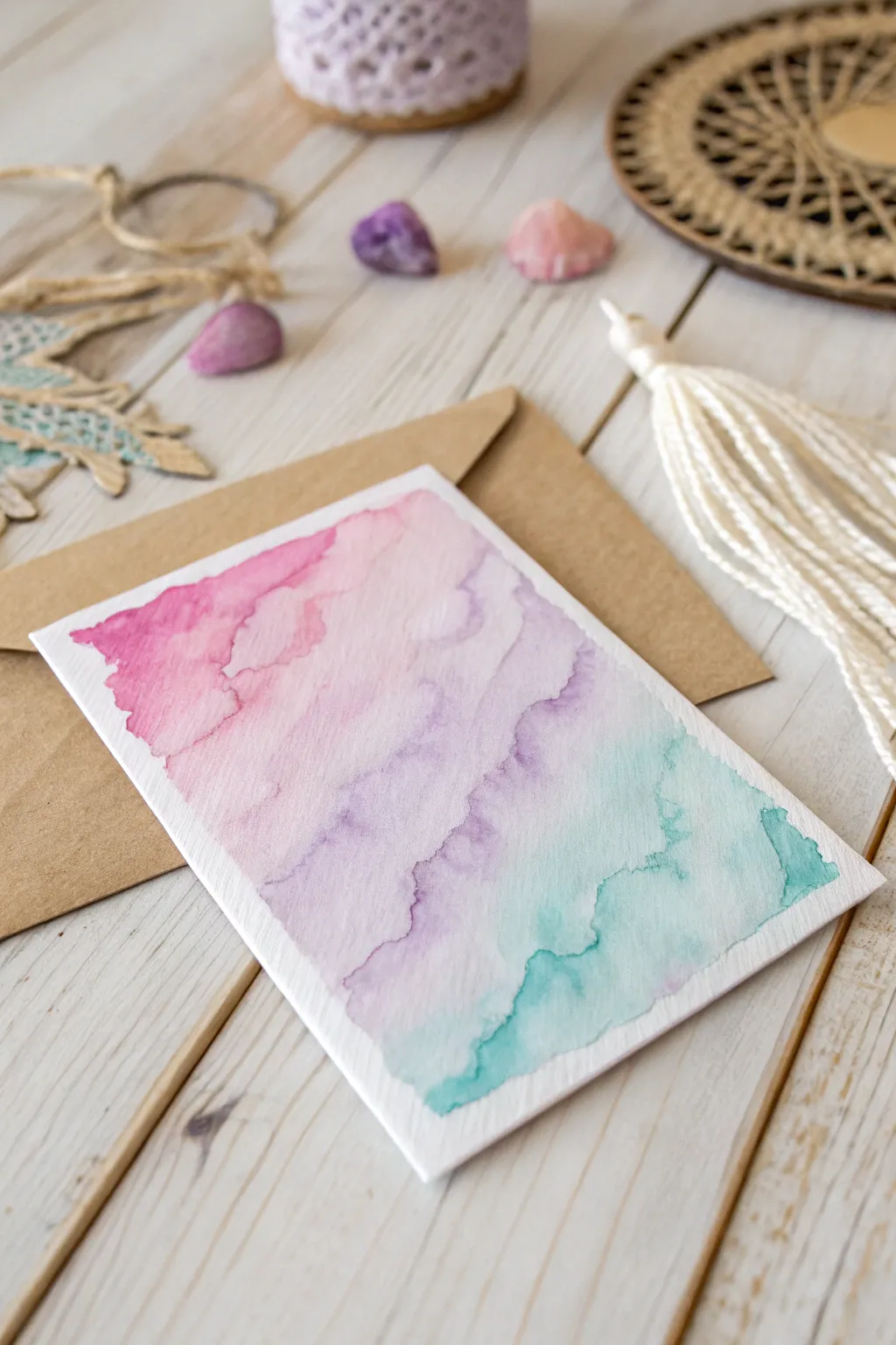 Embrace the art of watercolor stamping for a dreamy, handcrafted touch to your cards.