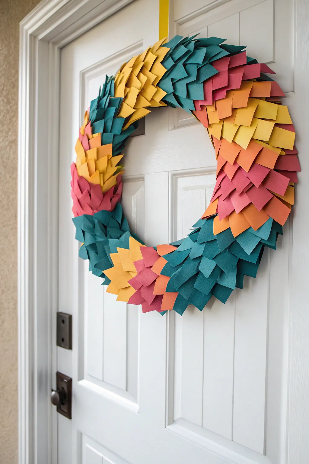 Transform your door with a splash of color and creativity—craft your own sticky note wreath!