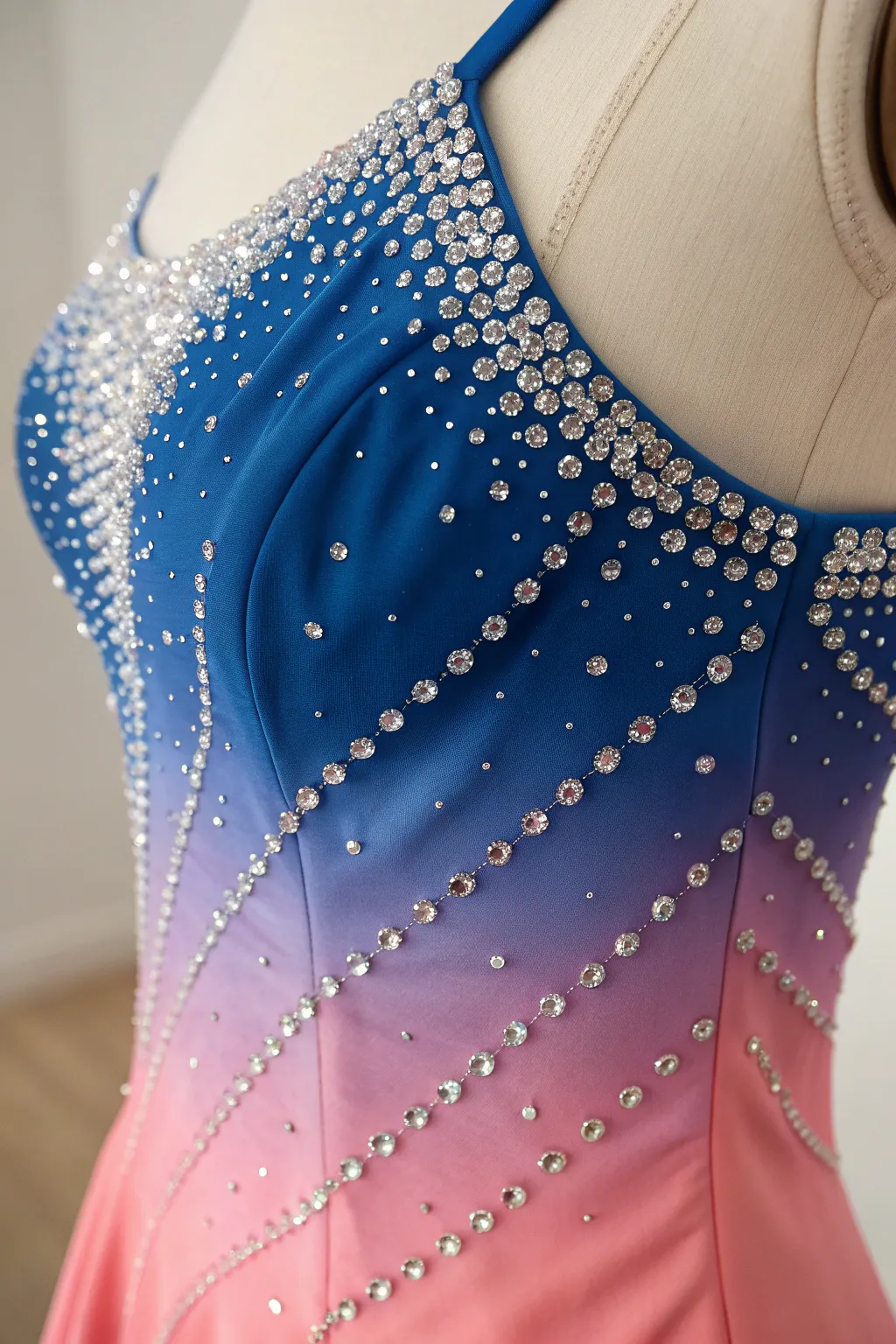 Transform your dance costume into a masterpiece with an enchanting ombre rhinestone design.