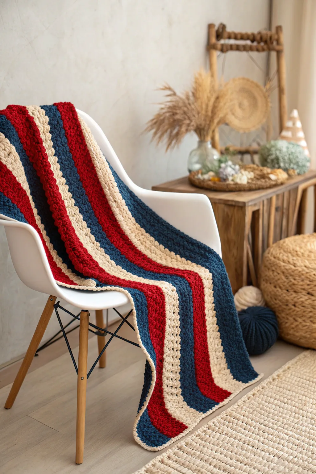 Capture your travel memories in vibrant yarn—Mediterranean blues and Moroccan reds bring your adventures to life.