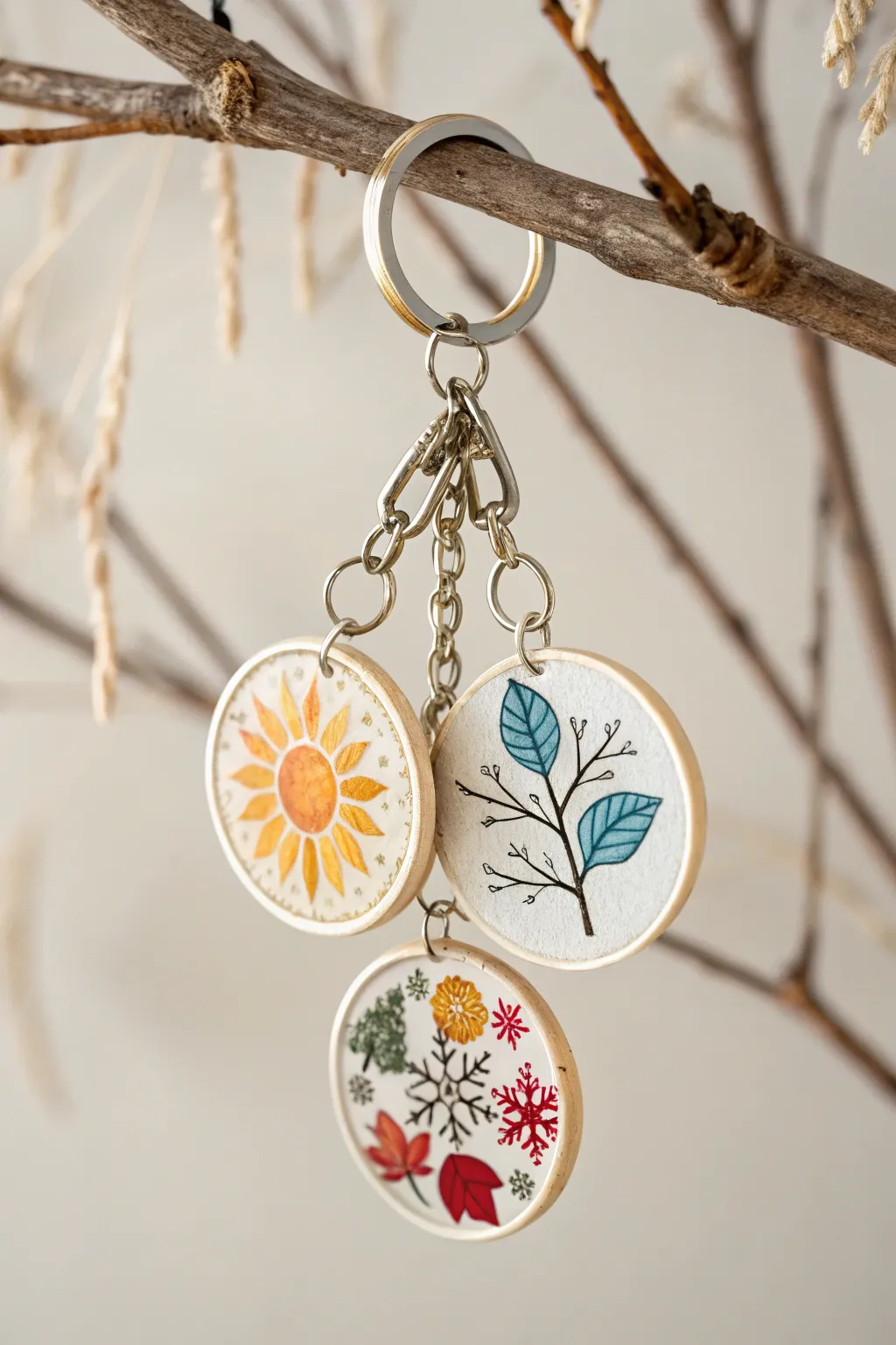Carry the seasons with you: a stunning blend of art and nature in a single keychain.