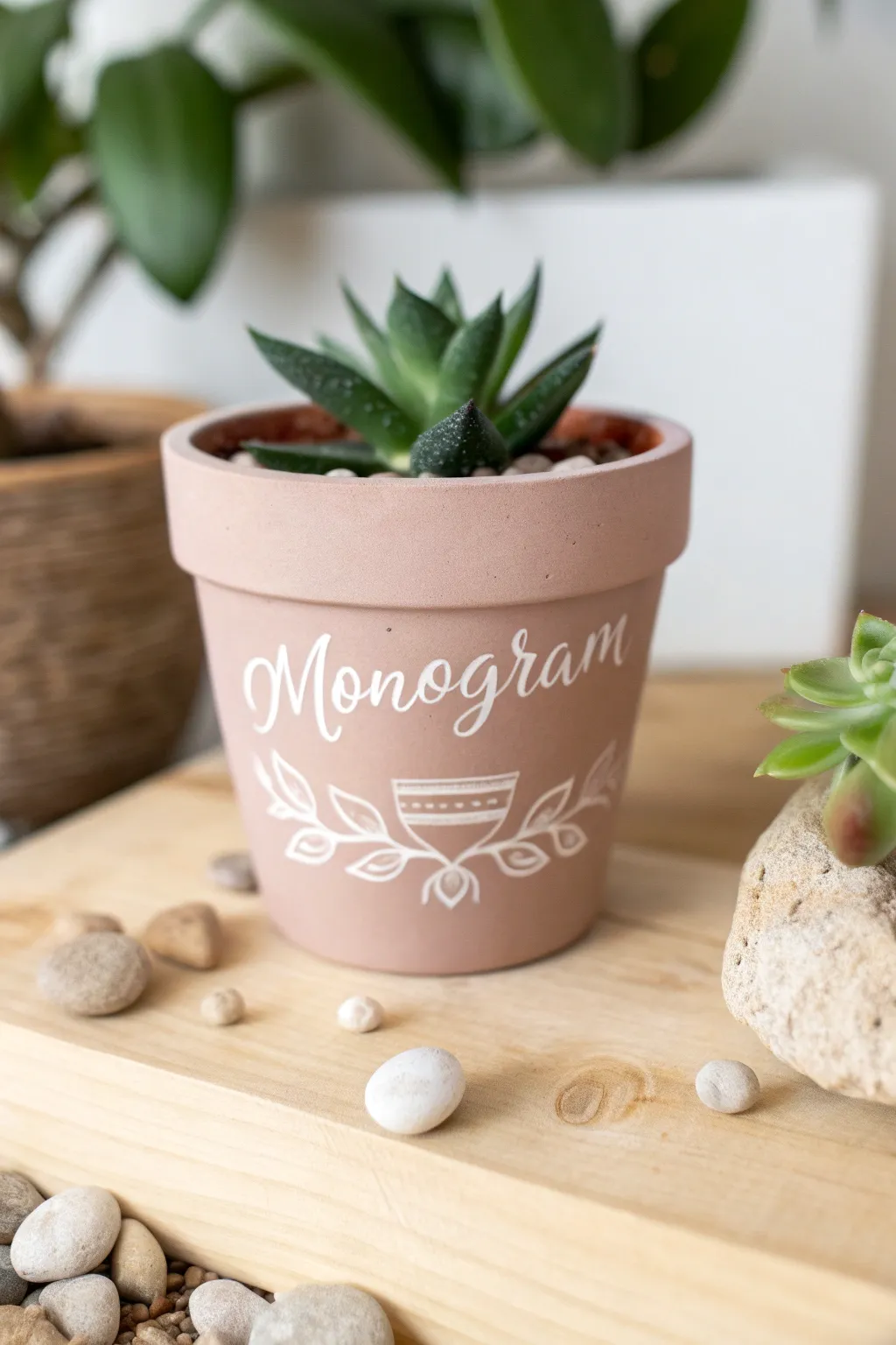 Add a personal touch to your green space with chic monogrammed succulent pots!