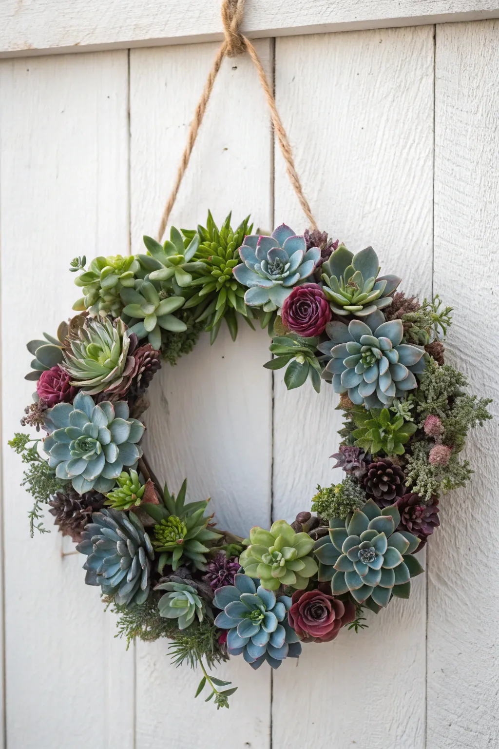 Bring a splash of nature into your home with this stunning succulent wreath — a blend of minimalist elegance and boho charm.