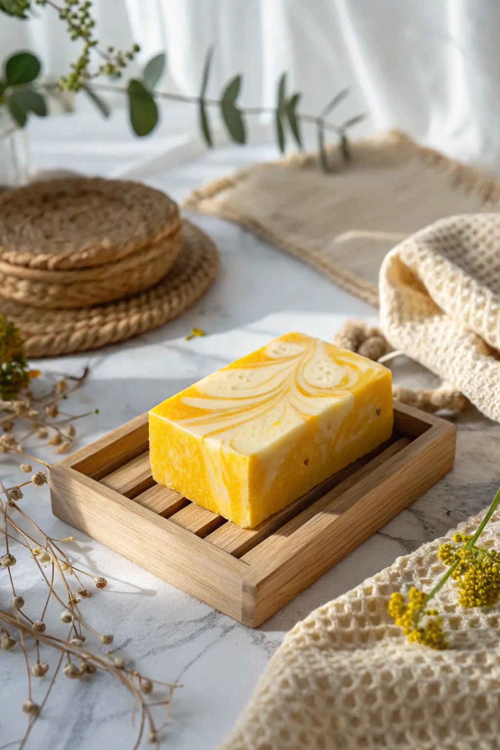 Brighten your day with artisan sunshine soap – a touch of nature's warmth in every wash.