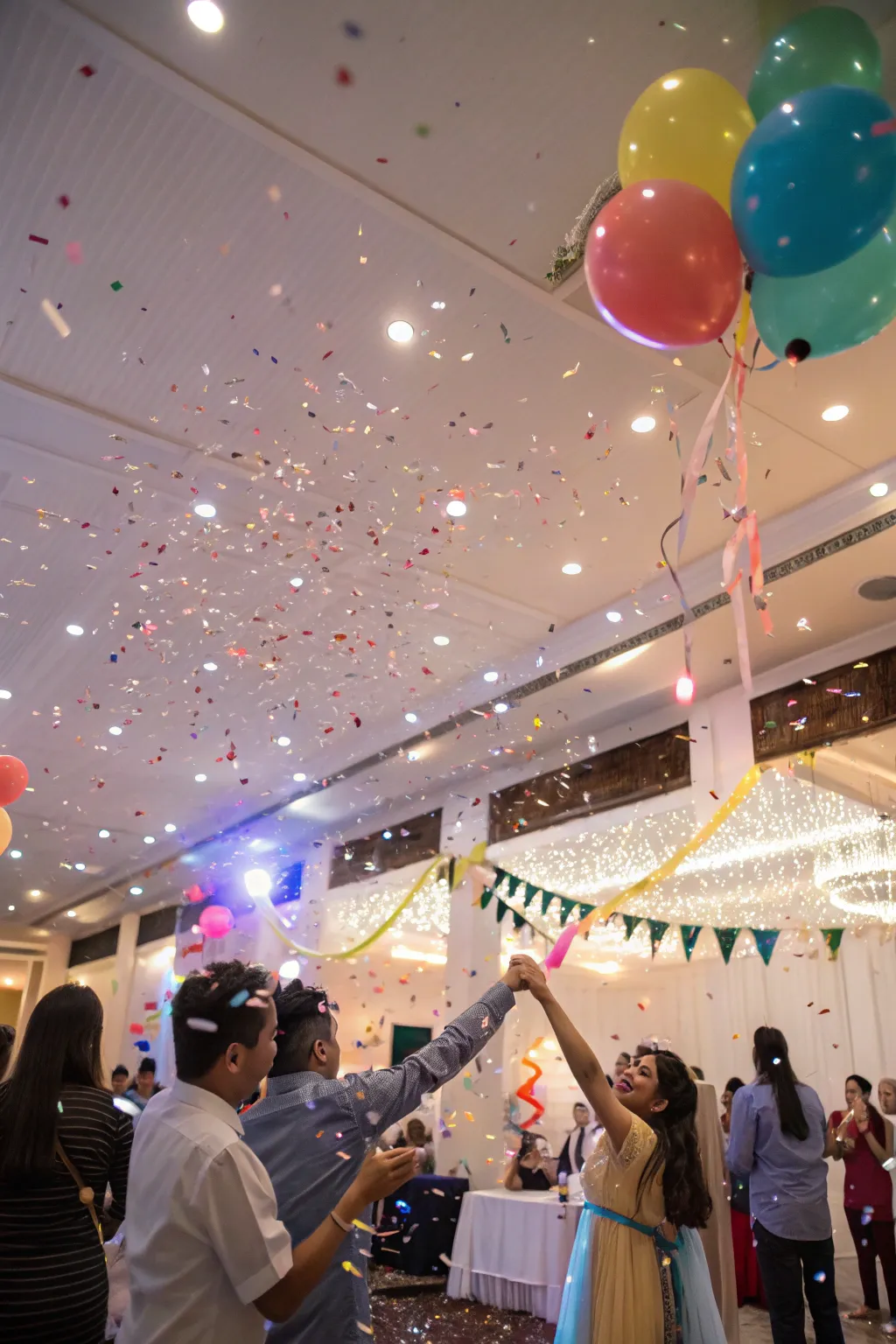 A surprise confetti drop adds an exciting and festive atmosphere to the celebration.