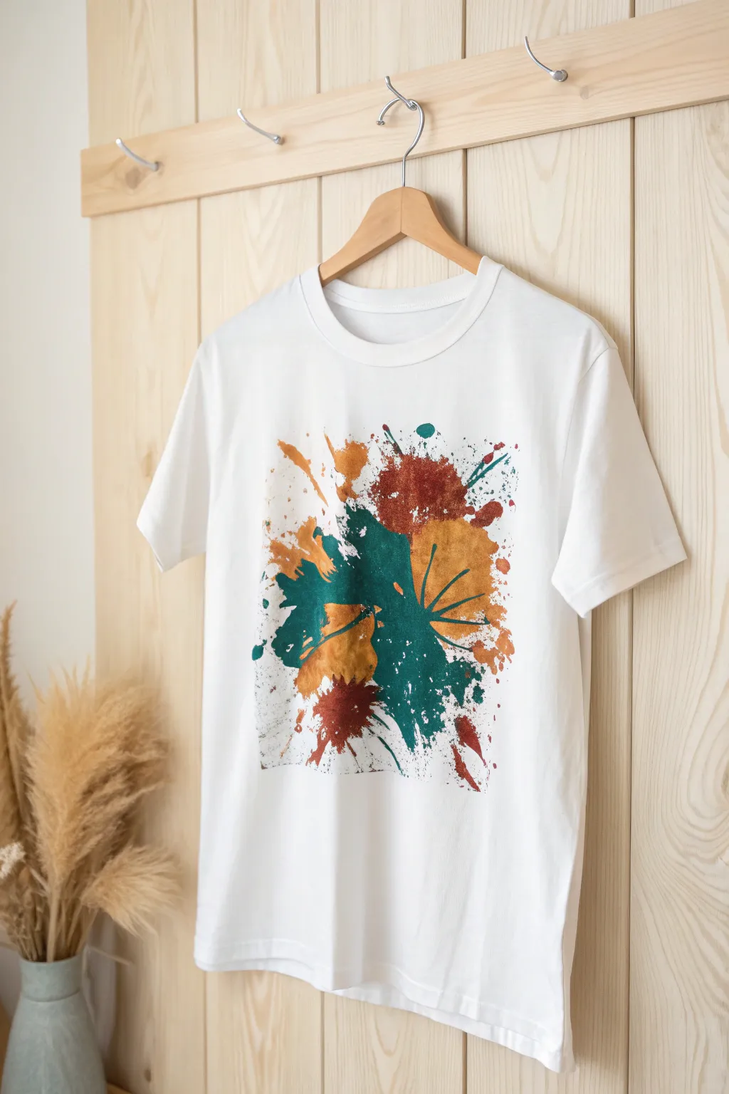 Unleash your creativity with abstract art on a minimalist canvas. Embrace bold colors and unique designs for a statement-making t-shirt.