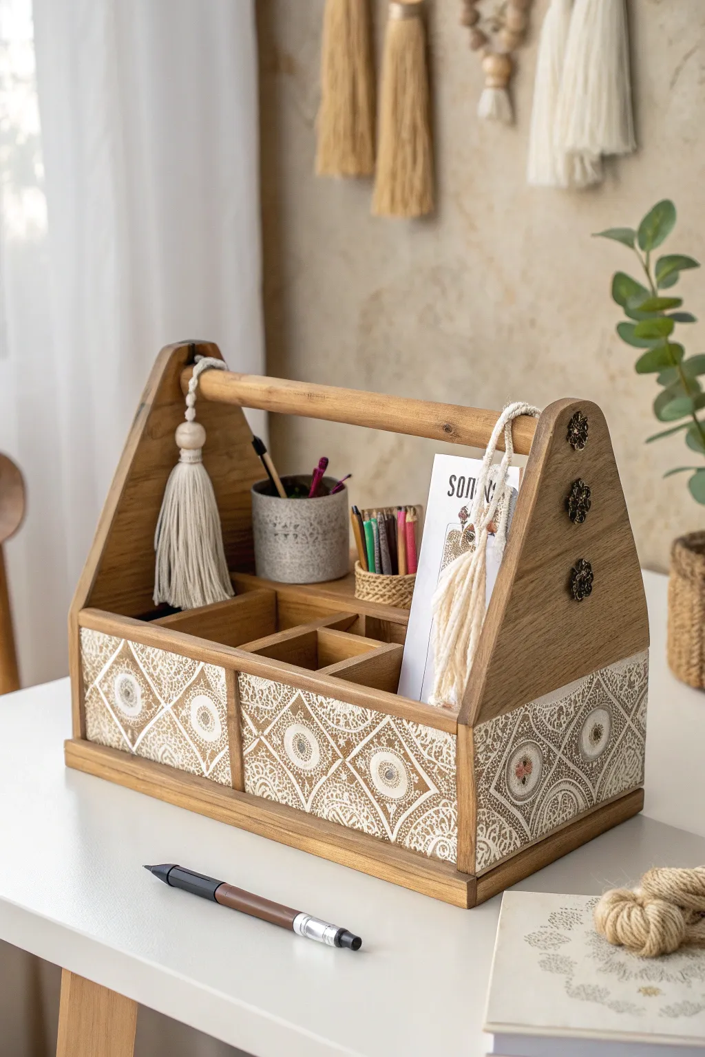 Transform your classroom with a touch of vintage elegance and boho charm in this organized toolbox.