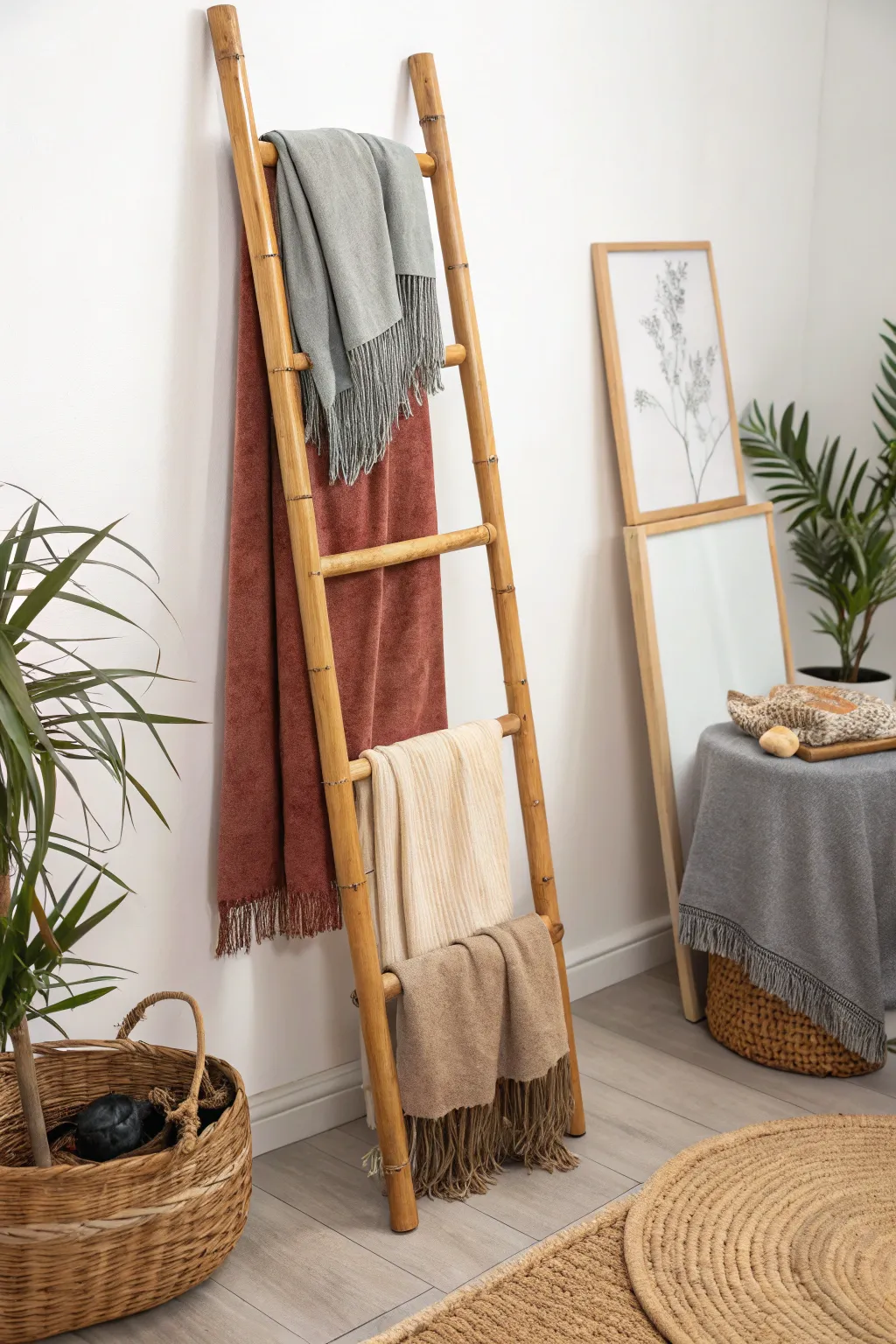 Elevate your living space with a touch of nature and elegance. Discover the charm of a bamboo blanket ladder.