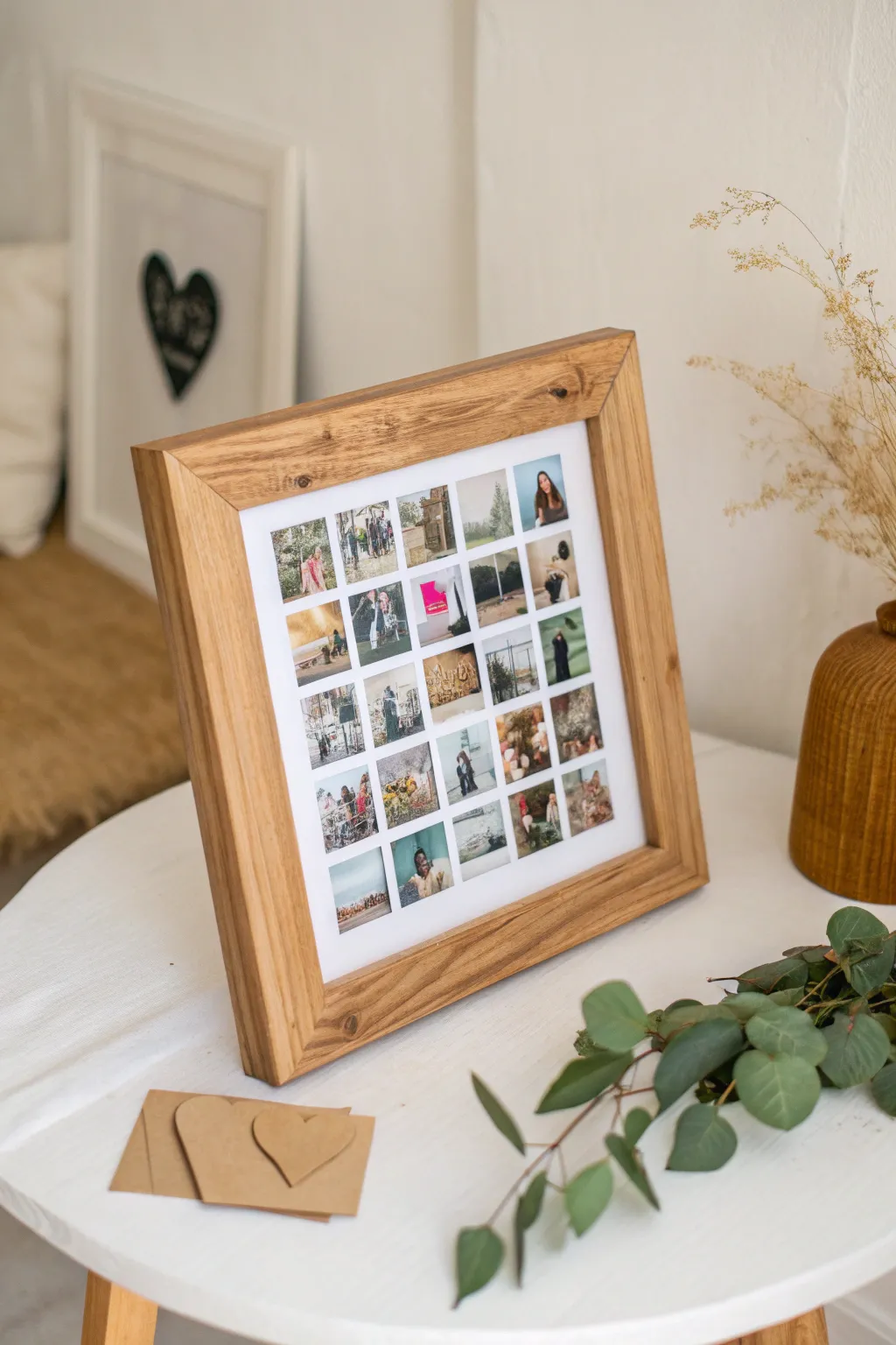 Capture cherished moments in a heart-shaped photo memory frame, a perfect handcrafted gift for Mother's Day.
