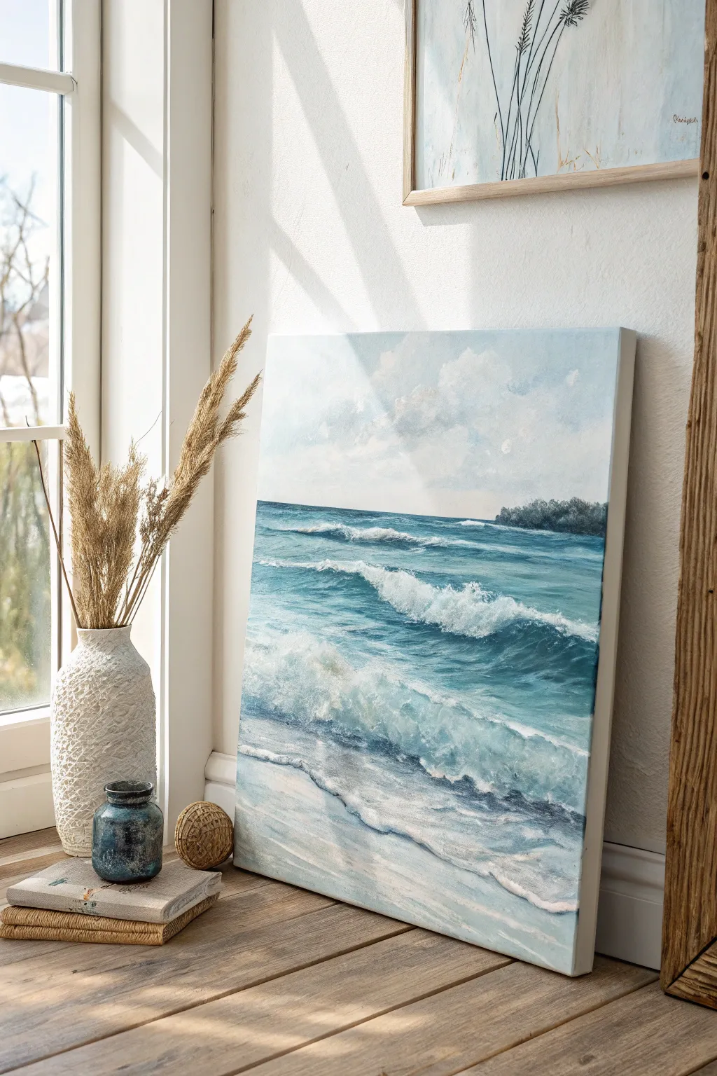 Capture the serenity of the sea with a handcrafted ocean waves canvas - a perfect gift for mom.