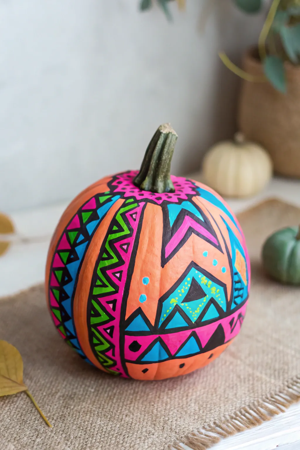 Add a splash of neon to your autumn with this vibrant and stylish pumpkin!