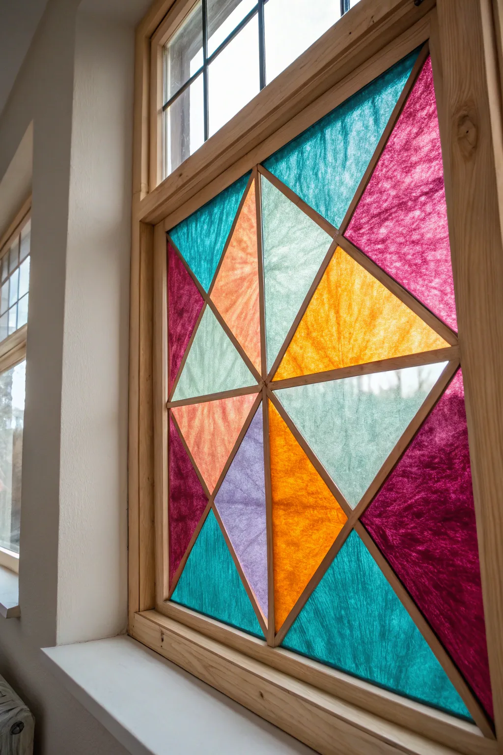 Transform your space with a kaleidoscope of colors using tissue paper stained glass.