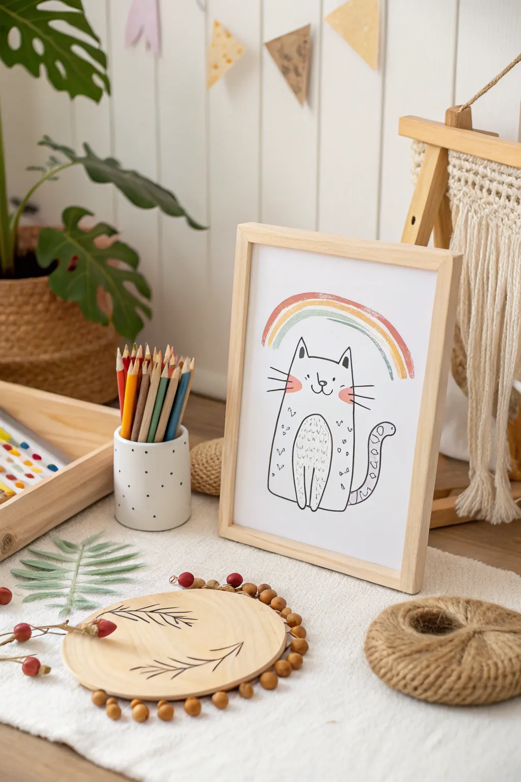 Unleash your child's creativity with this charming cuddly cat drawing. Simple shapes and vibrant details make it a purr-fect masterpiece!