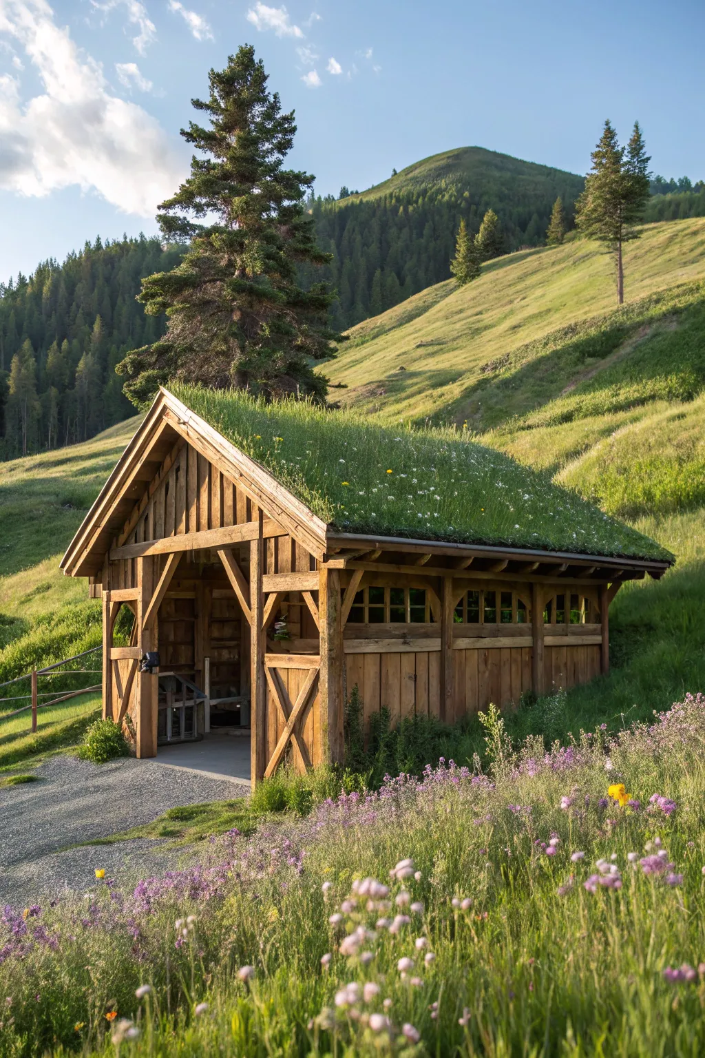 Elevate your tractor shed with a sustainable green roof, blending craftsmanship with nature's beauty.