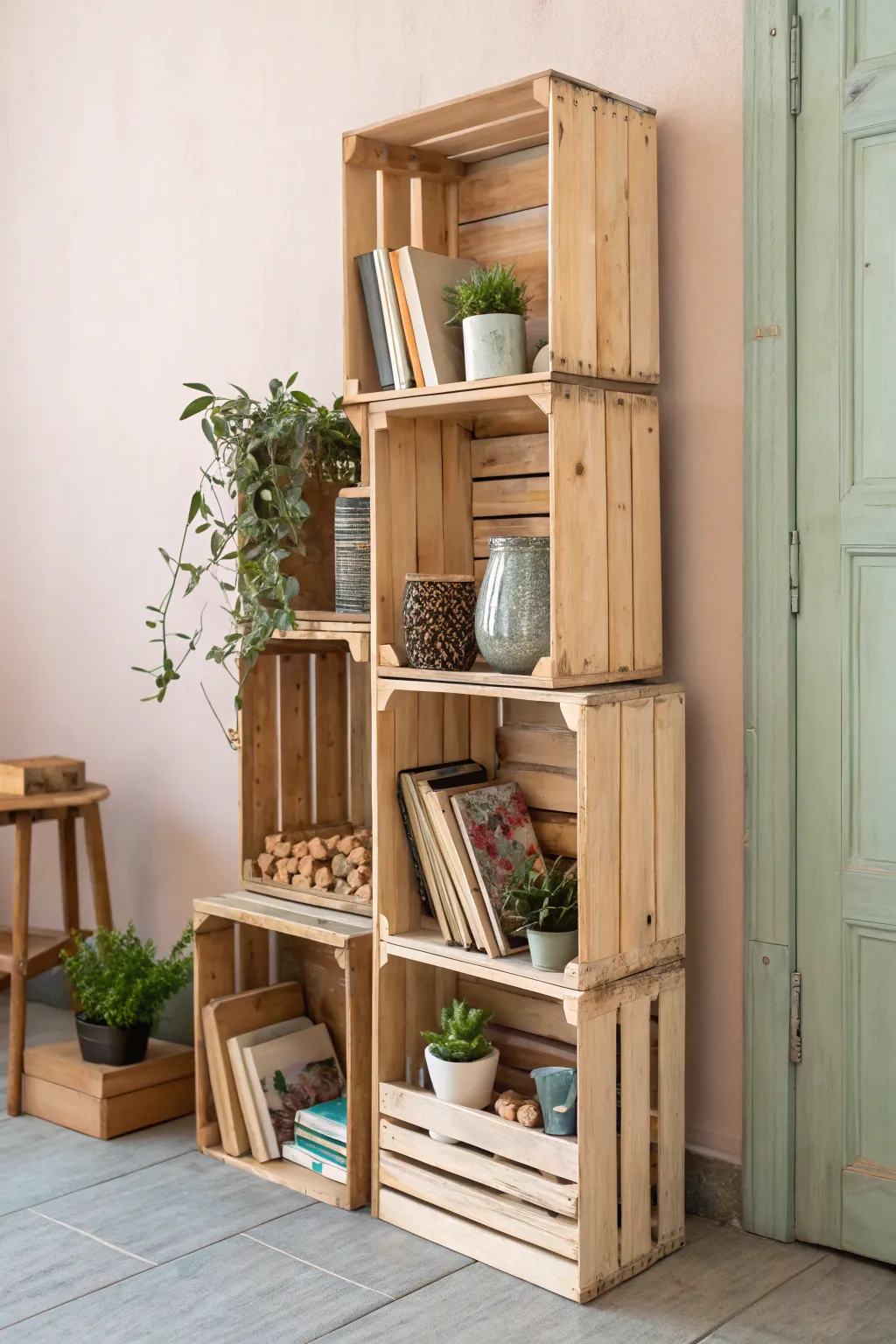 Transform your space with a chic crate bookshelf—where simplicity meets creativity.