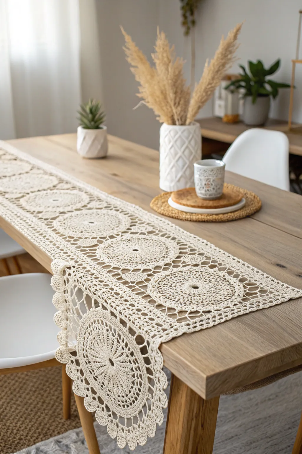 Elevate your dining experience with a touch of handcrafted elegance. 🌿✨ #CrochetCrafts #ScandiBoho