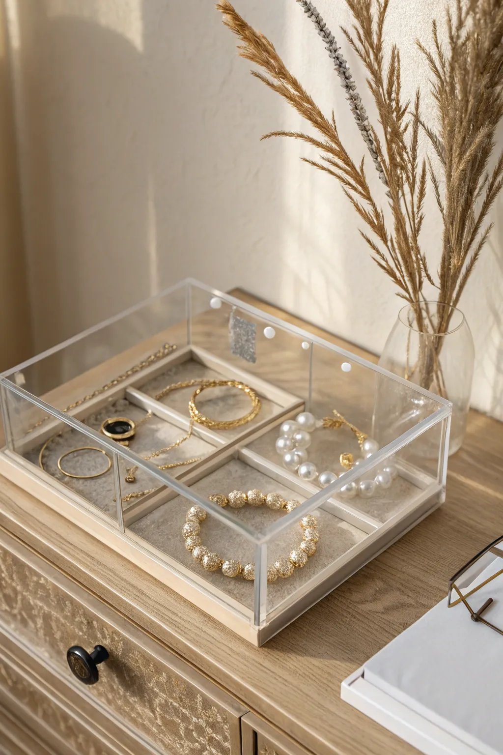 Turn your jewelry into art with clear acrylic boxes—simplicity meets elegance.