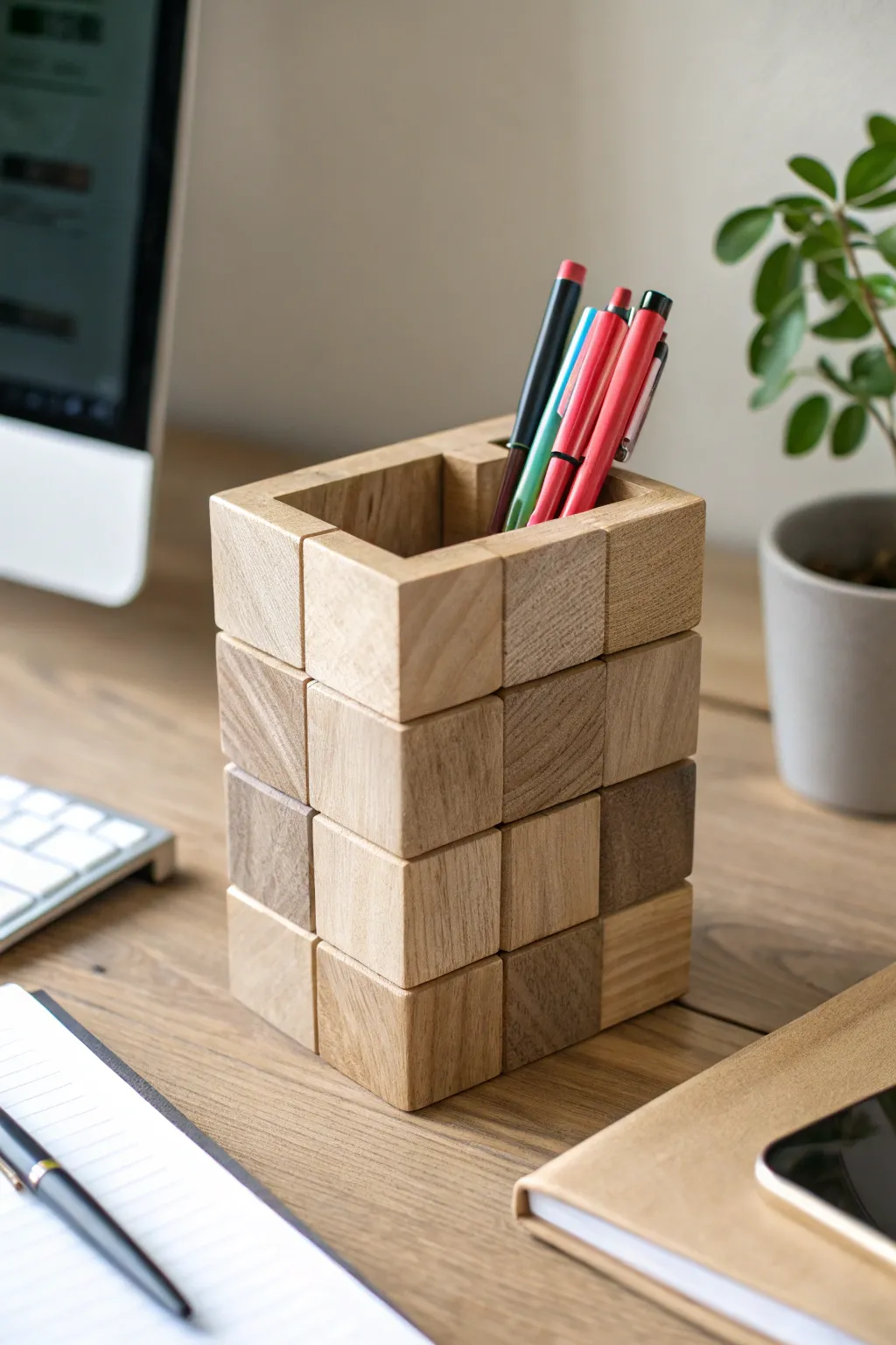 Elevate your desk with this chic and functional pen holder, where minimalist design meets boho flair.