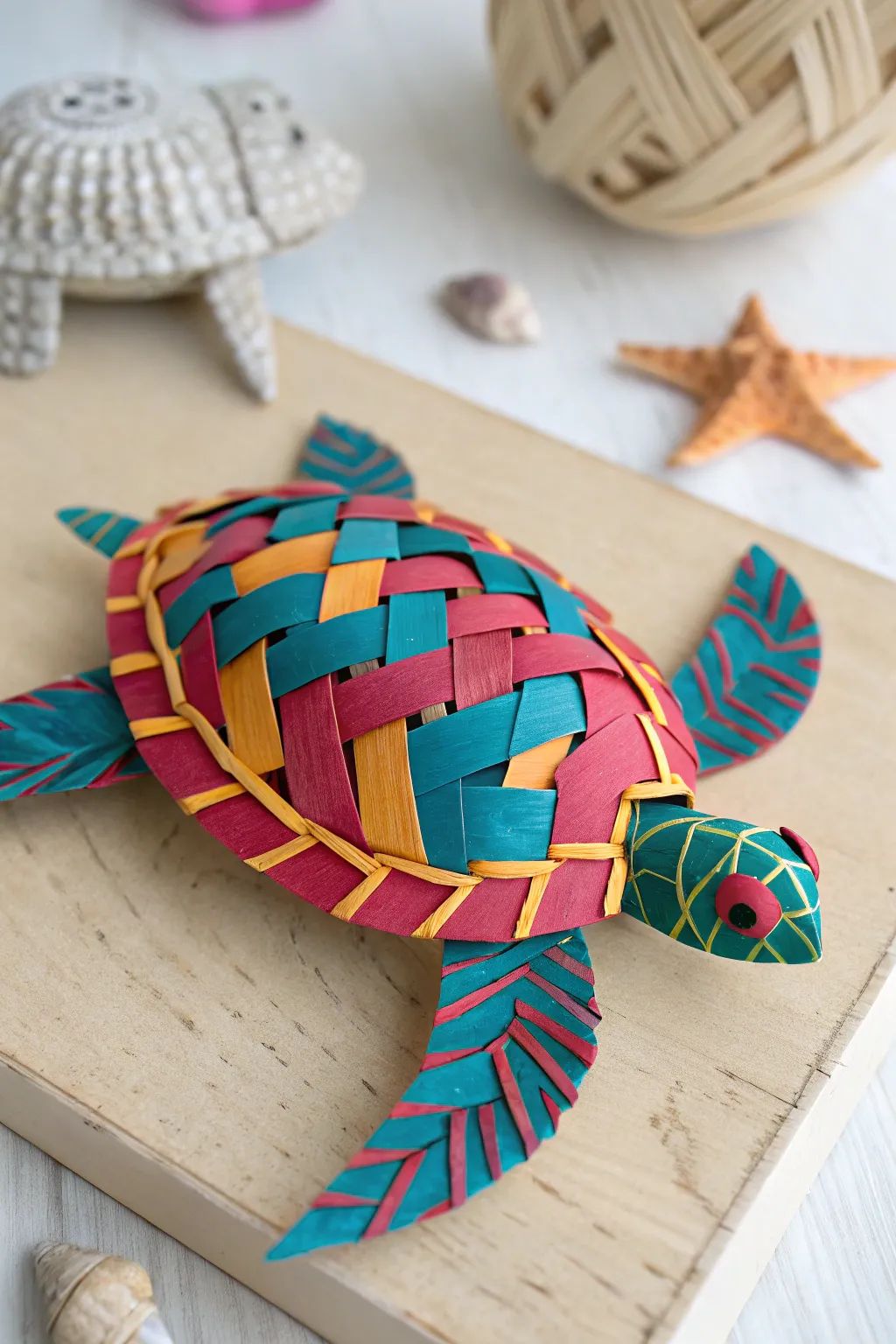 Discover the art of paper weaving with this charming sea turtle craft—where Scandinavian minimalism meets boho vibrancy.