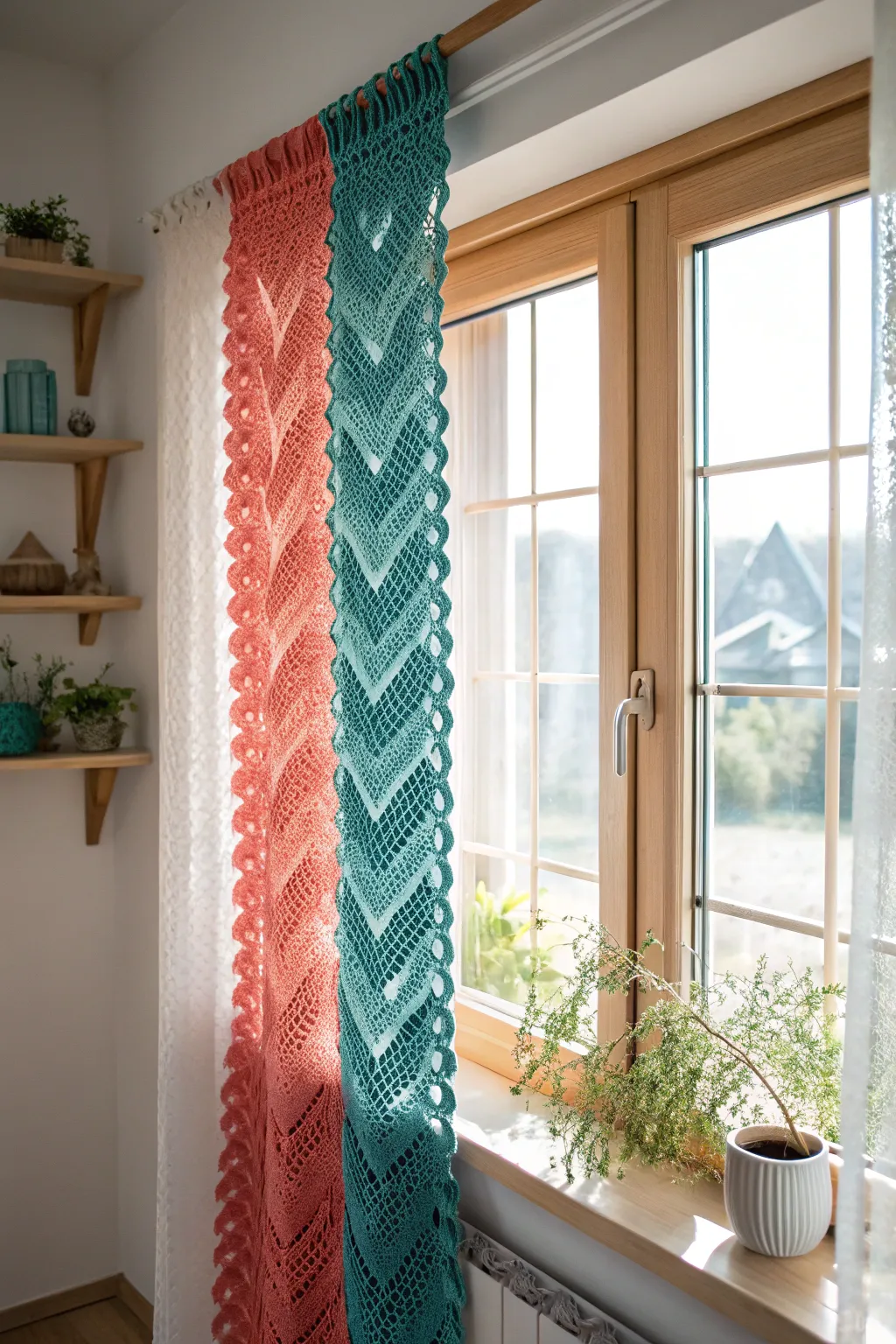 Add a touch of vintage charm to your home with these exquisite crochet curtain panels.
