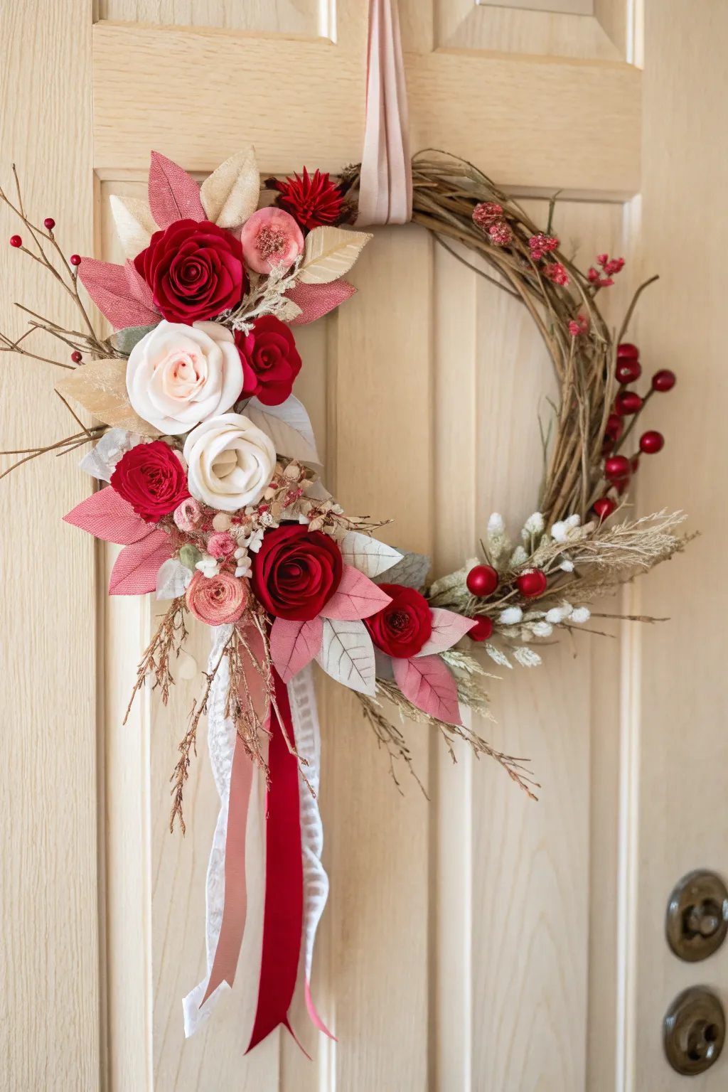 Welcome love with a handcrafted Valentine's Day wreath that blends minimalist elegance with boho charm.