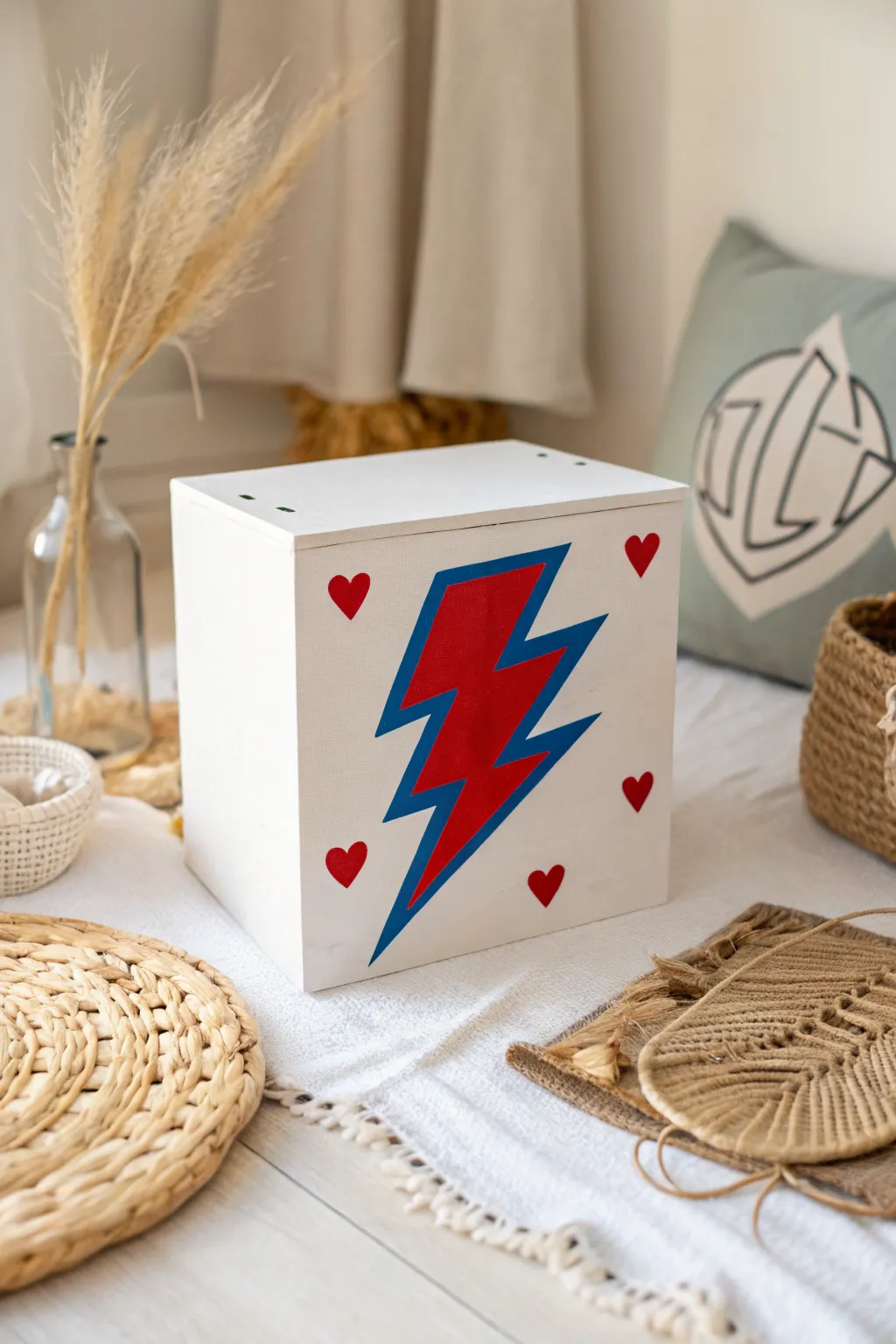 Ignite their imagination with a handcrafted superhero box, where bold colors meet minimalist charm. Perfect for your little hero!