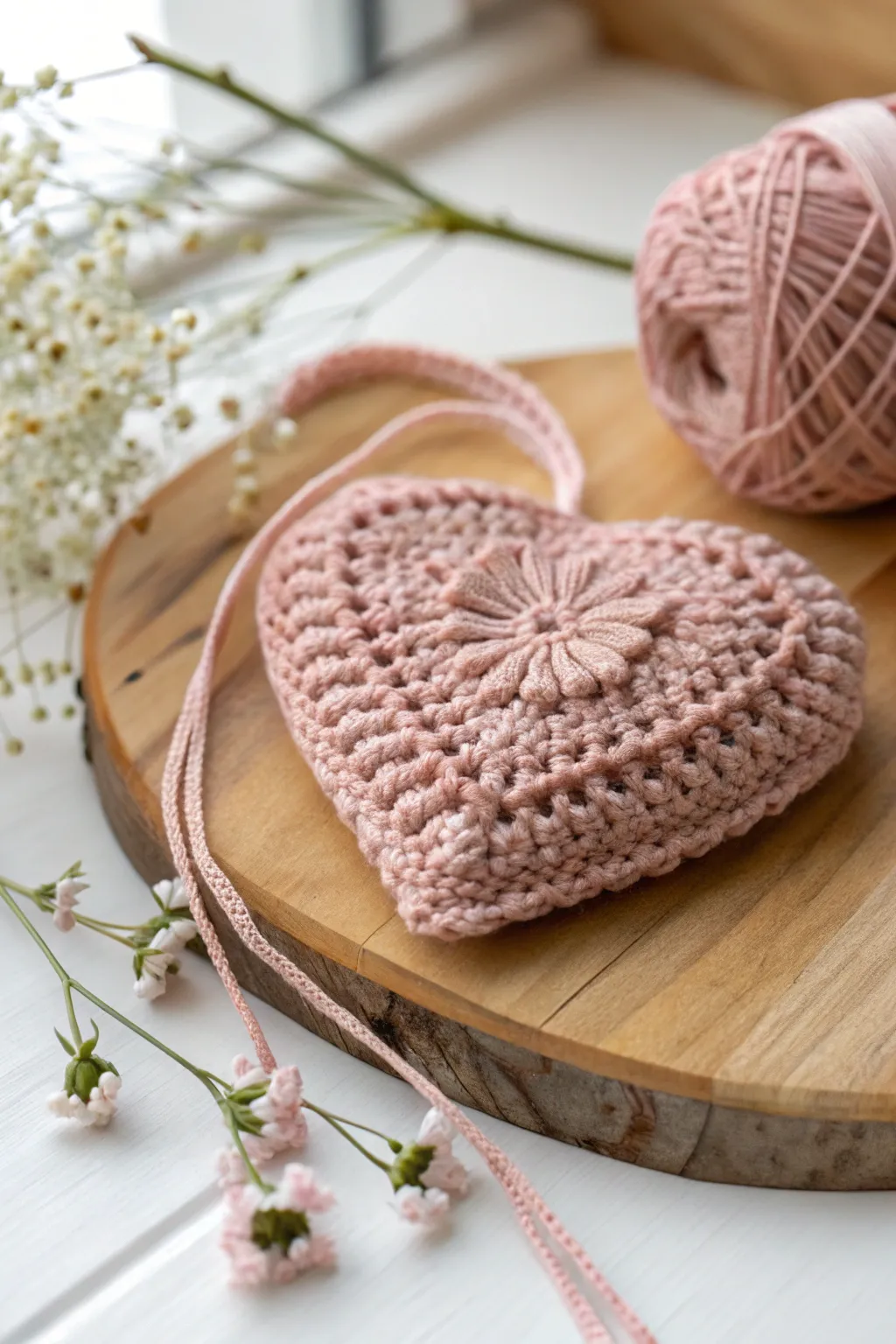 Crafted with love: This heart-shaped crochet pouch adds a personal touch to your Valentine's gifts.