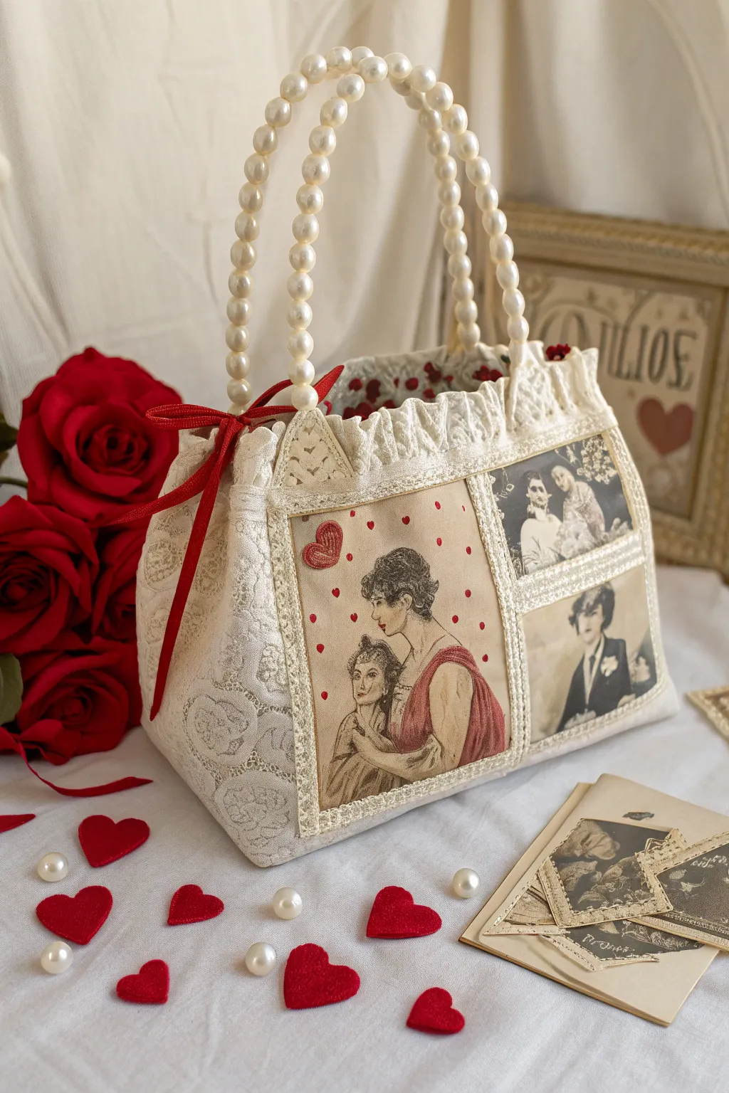 Step into a timeless romance with this vintage-inspired Valentine's Day bag, where elegance meets nostalgia.