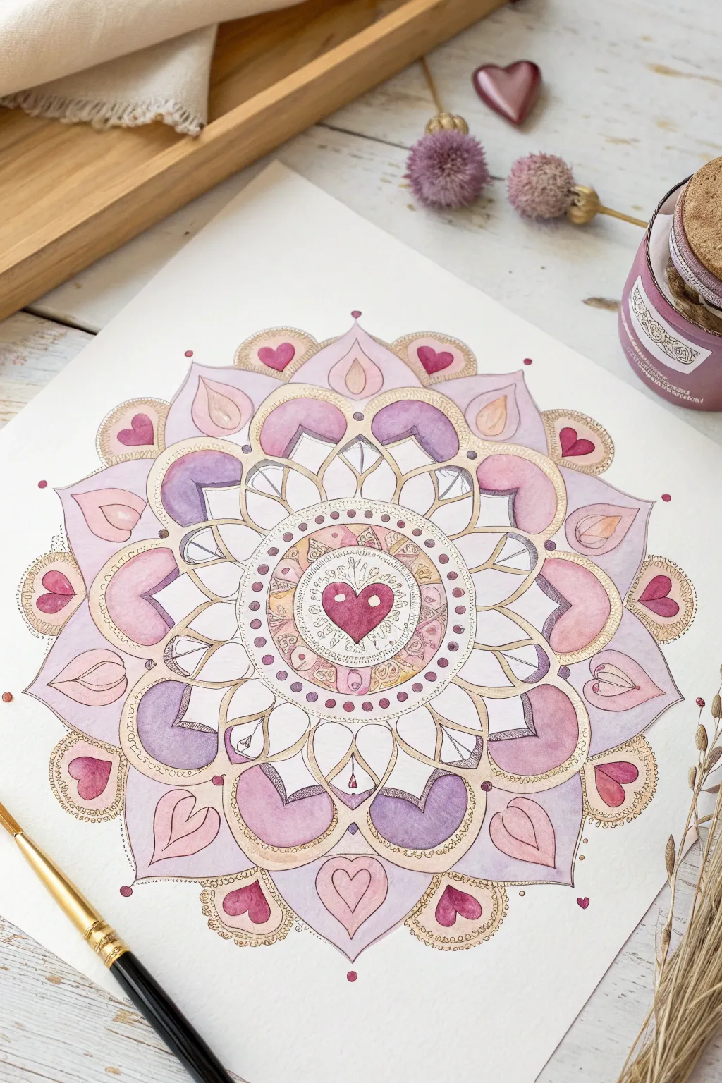 Immerse yourself in the meditative beauty of a Valentine's Day mandala, where romance and art intertwine.