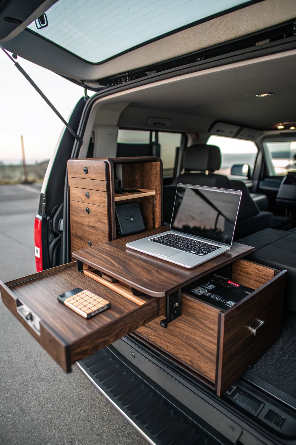 Elevate your on-the-road productivity with this elegant, foldable workstation.